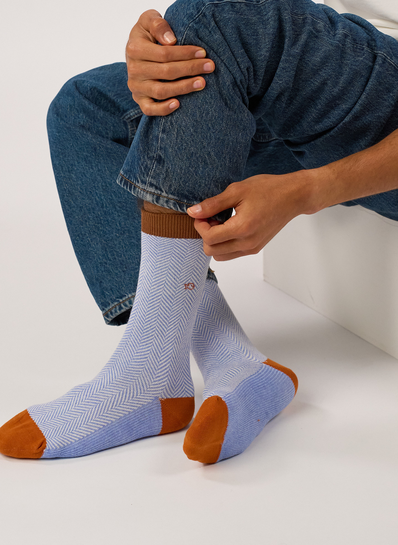Chaussettes en coton peigné chevrons BILLYBELT Bleu