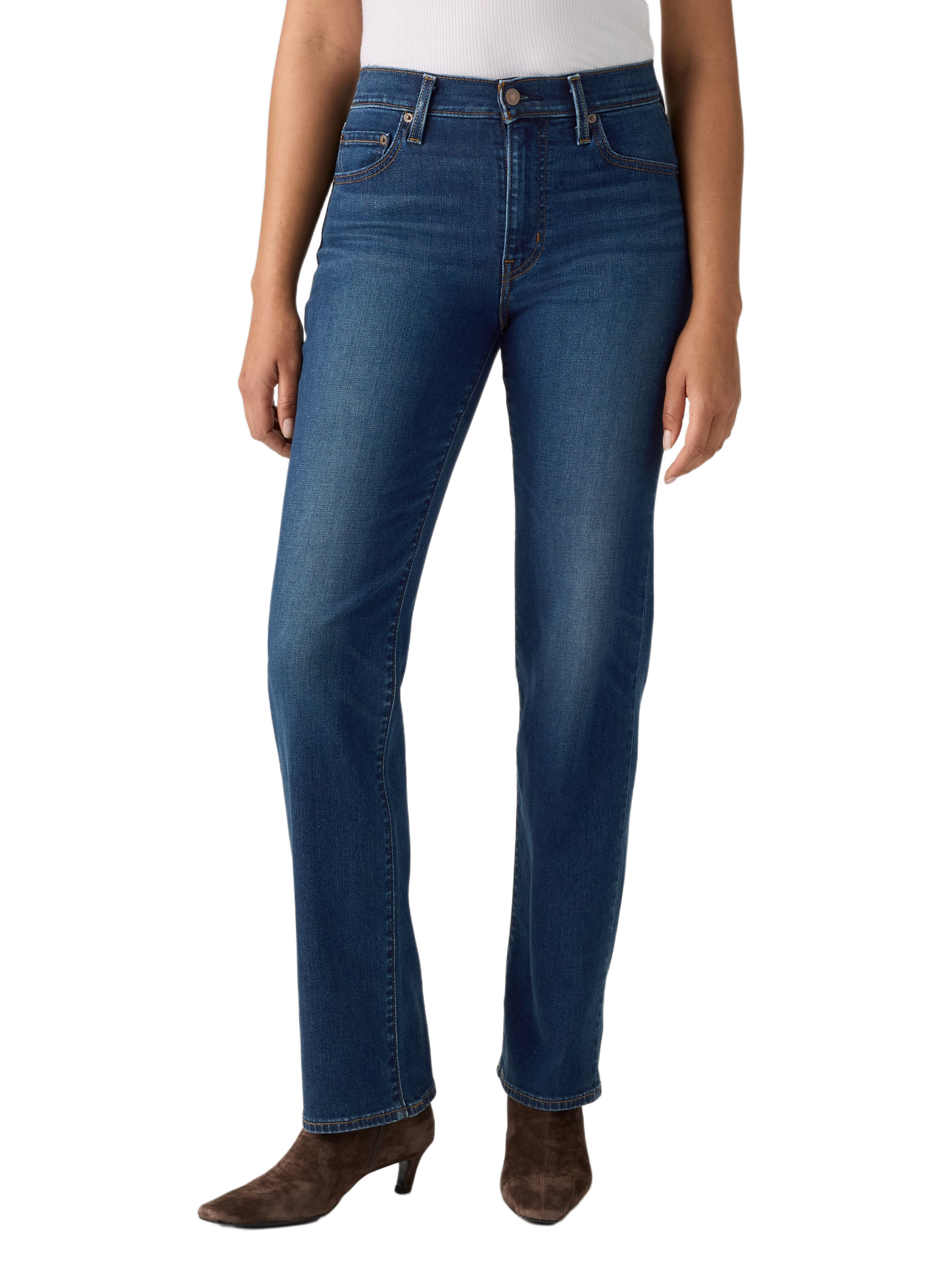 Slim jeans 722 met hoge taille van gemengd katoen LEVI'S Blauw