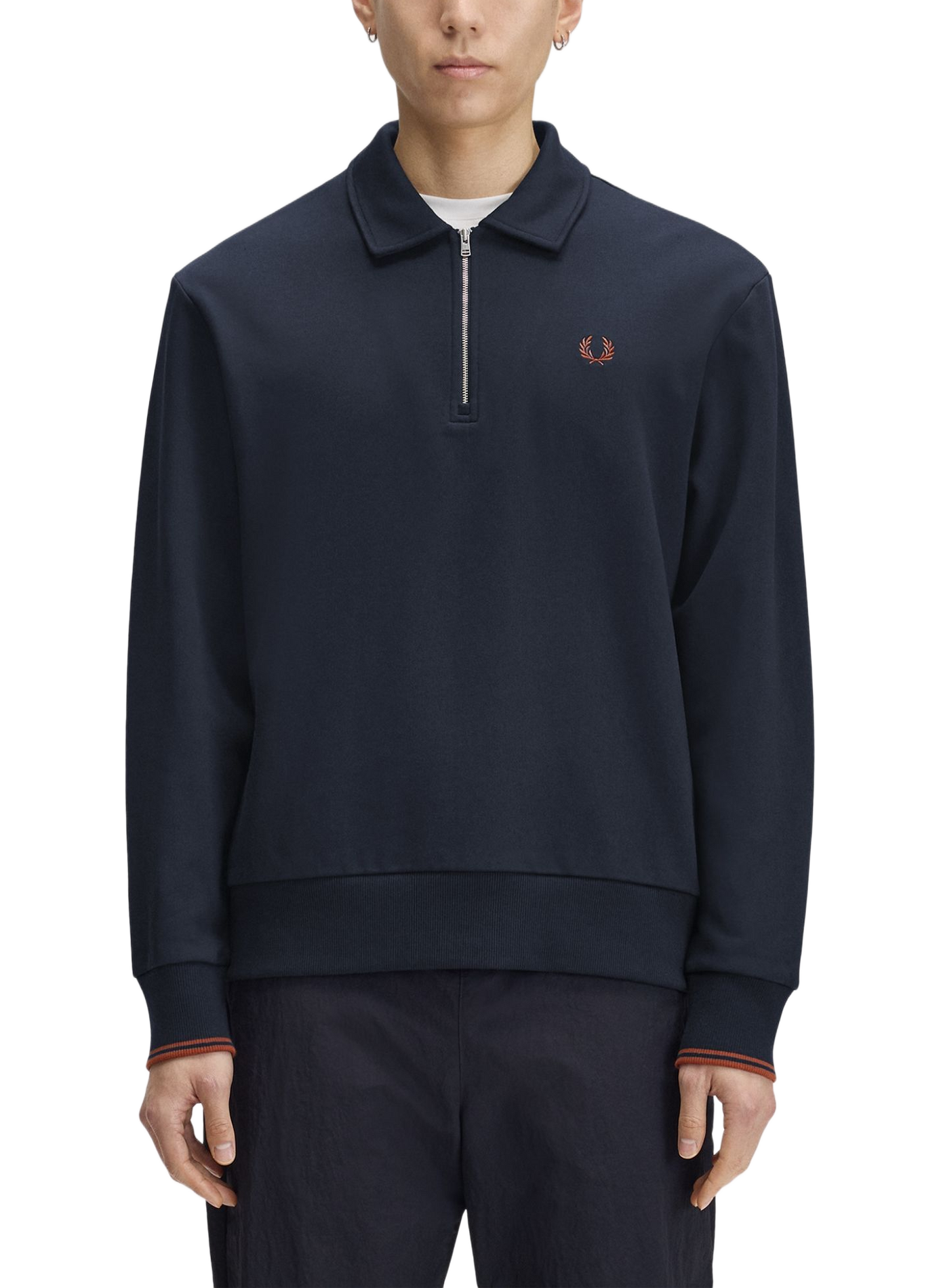 Cotton polo neck sweatshirt FRED PERRY Blue