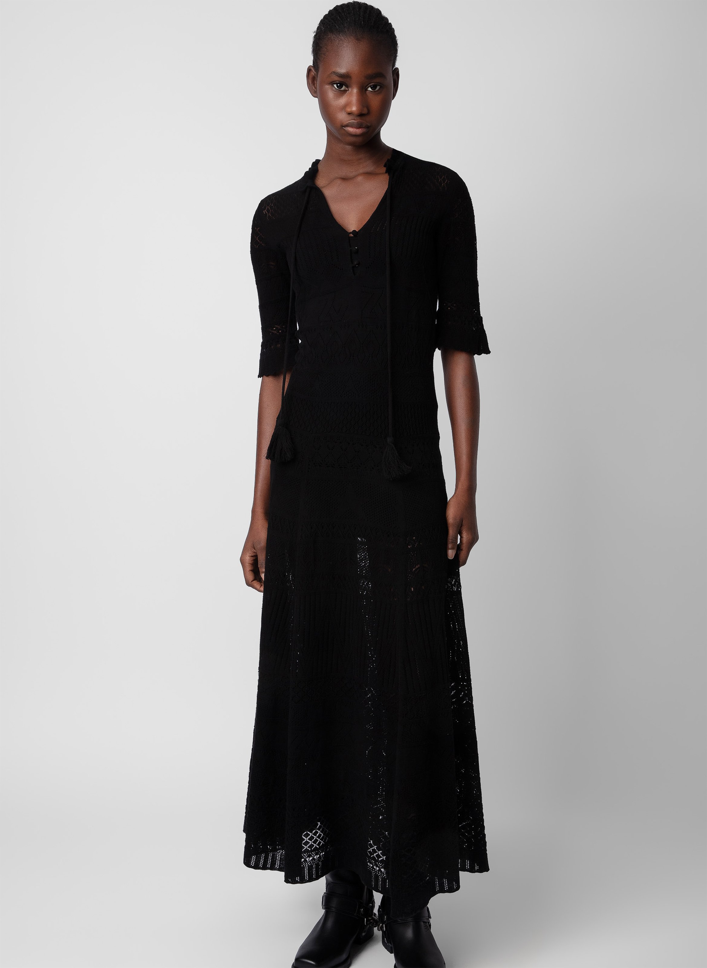 Robe longue en crochet memphis ZADIG&VOLTAIRE Noir