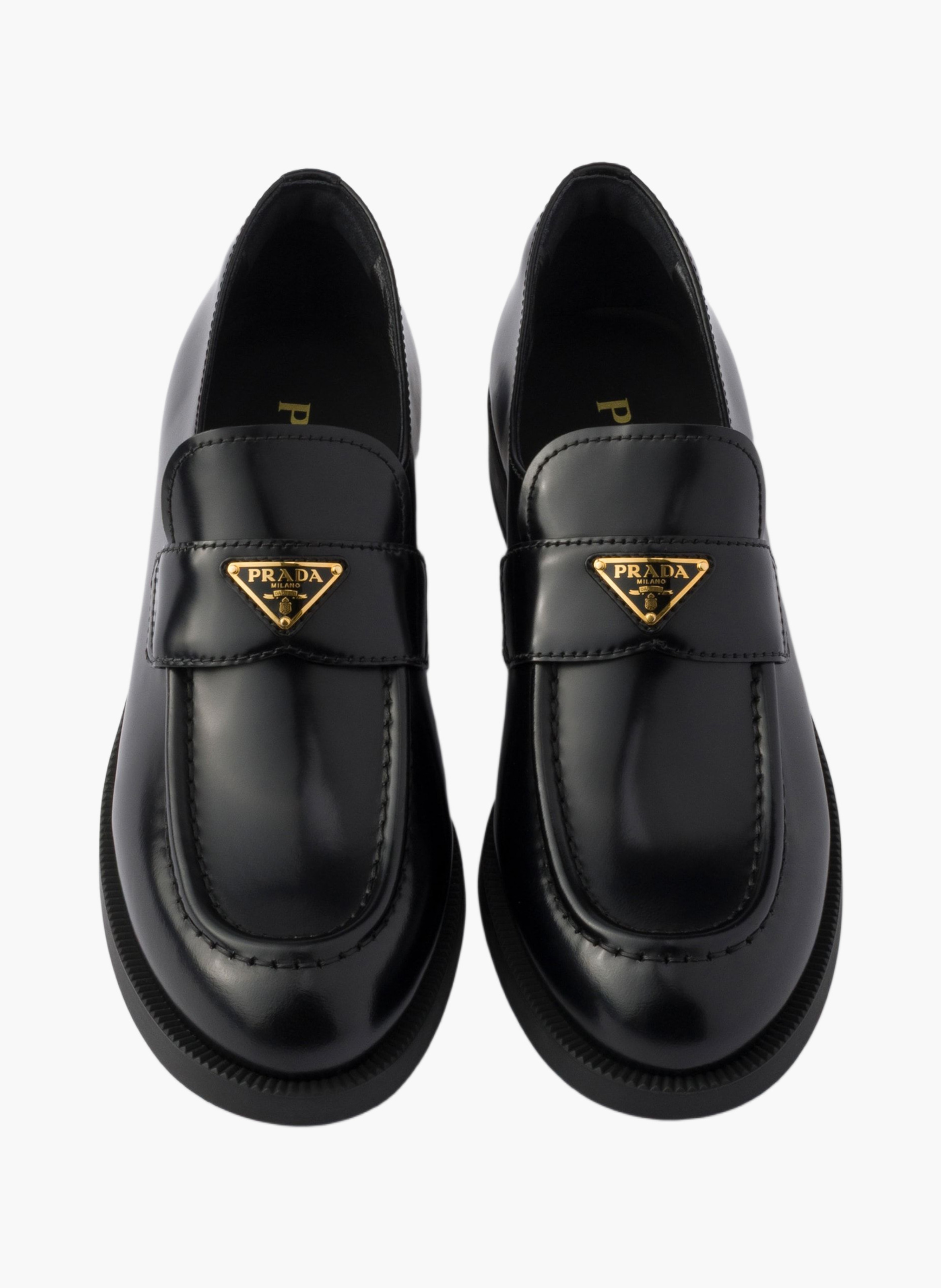 Mocassins en cuir brossé PRADA Noir