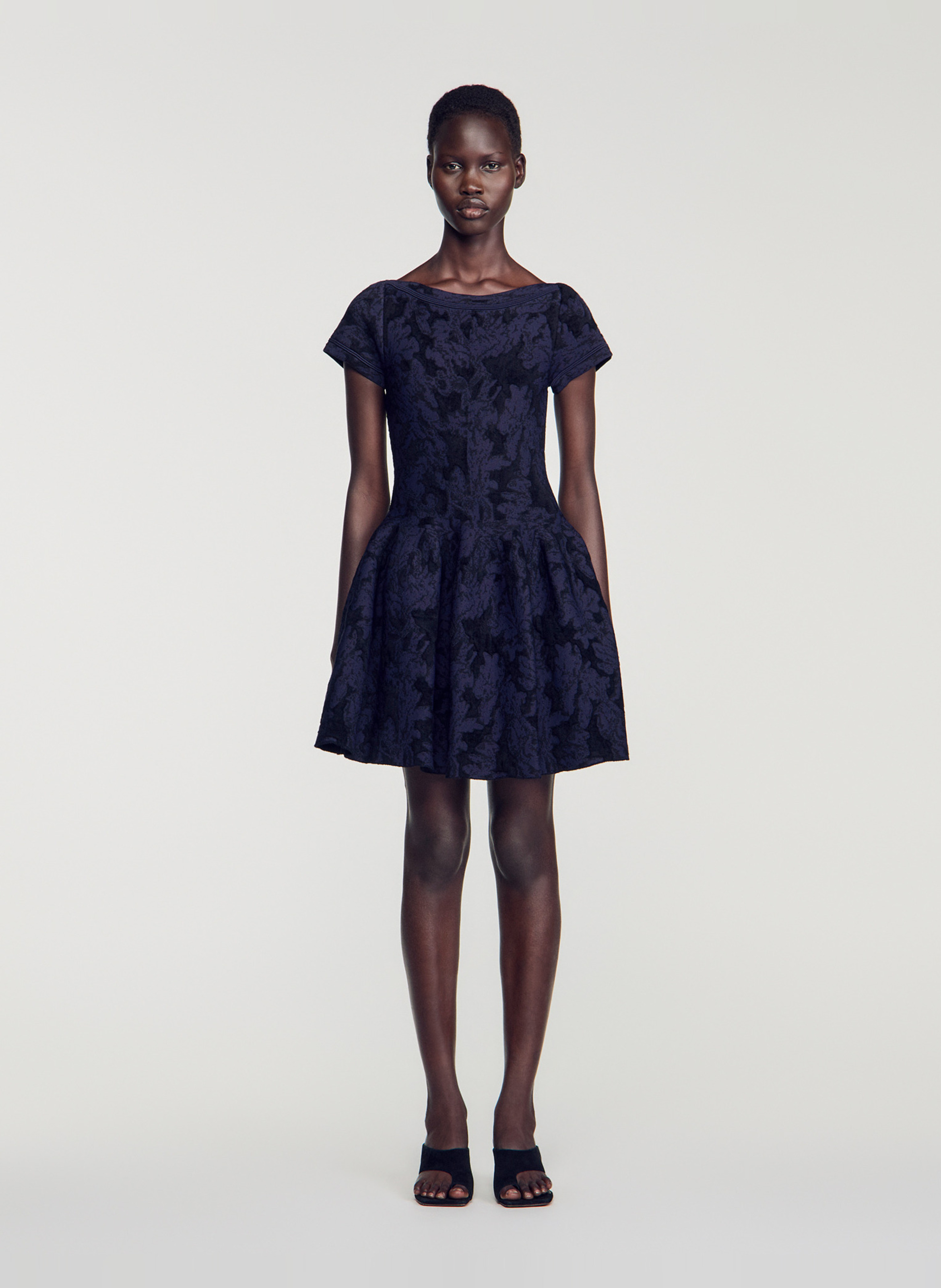 Robe courte évasée imprimée SANDRO Bleu