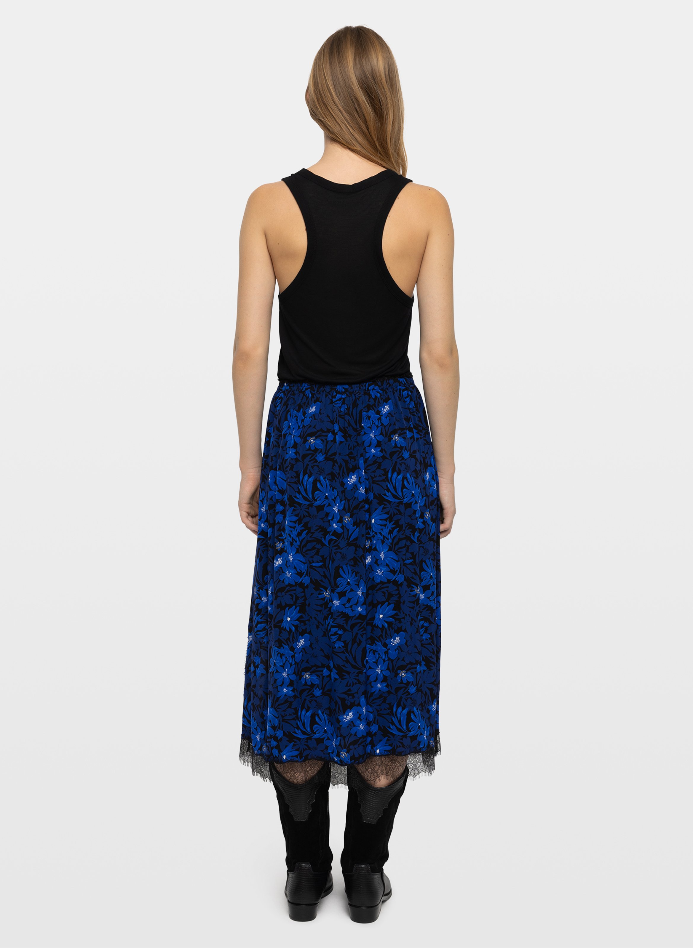 Jupe midi imprimée avec dentelle jarvis ZADIG&VOLTAIRE Bleu