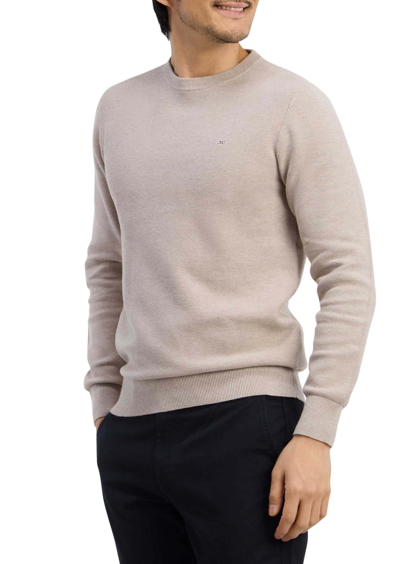 Pull col rond en coton EDEN PARK Beige