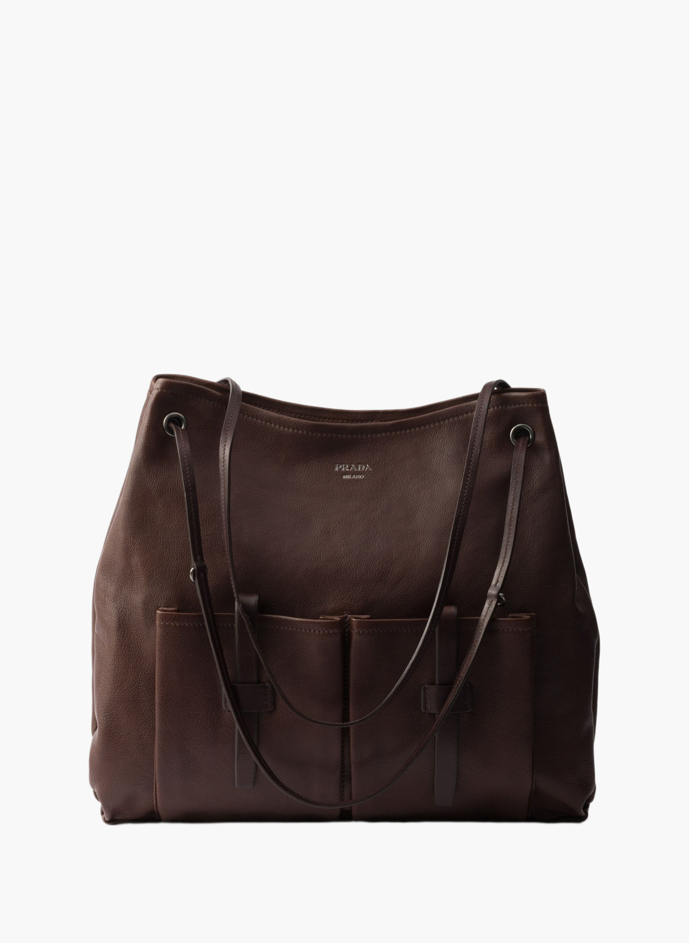 Grand sac en cuir prada route PRADA Marron