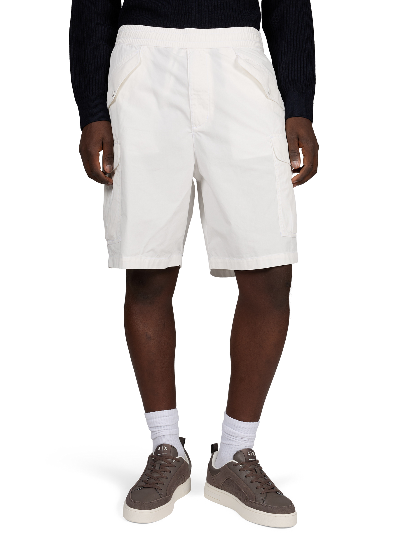Straight cotton poplin shorts ARMANI EXCHANGE White