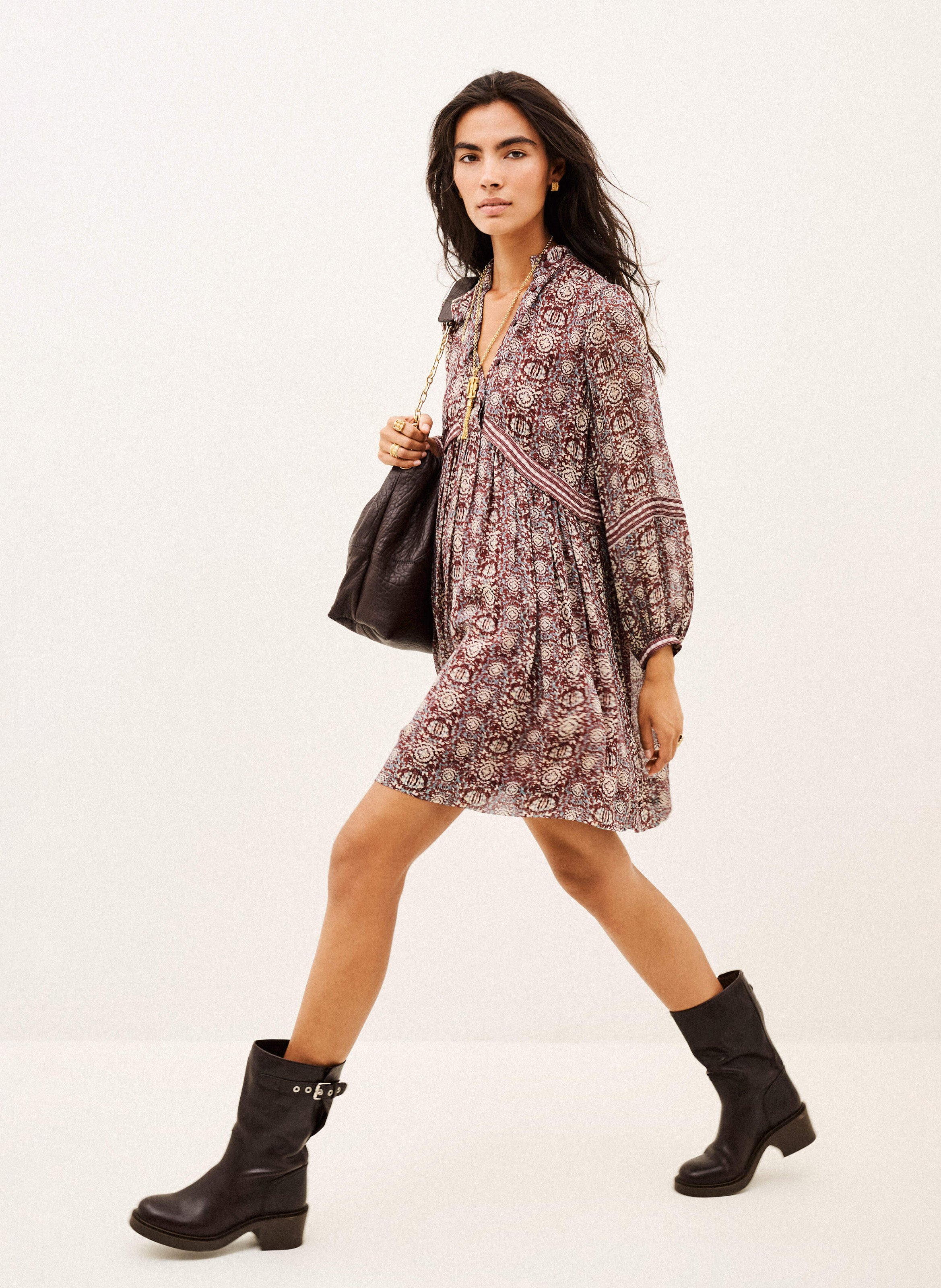 Robe courte ample imprimée dune BA&SH Violet