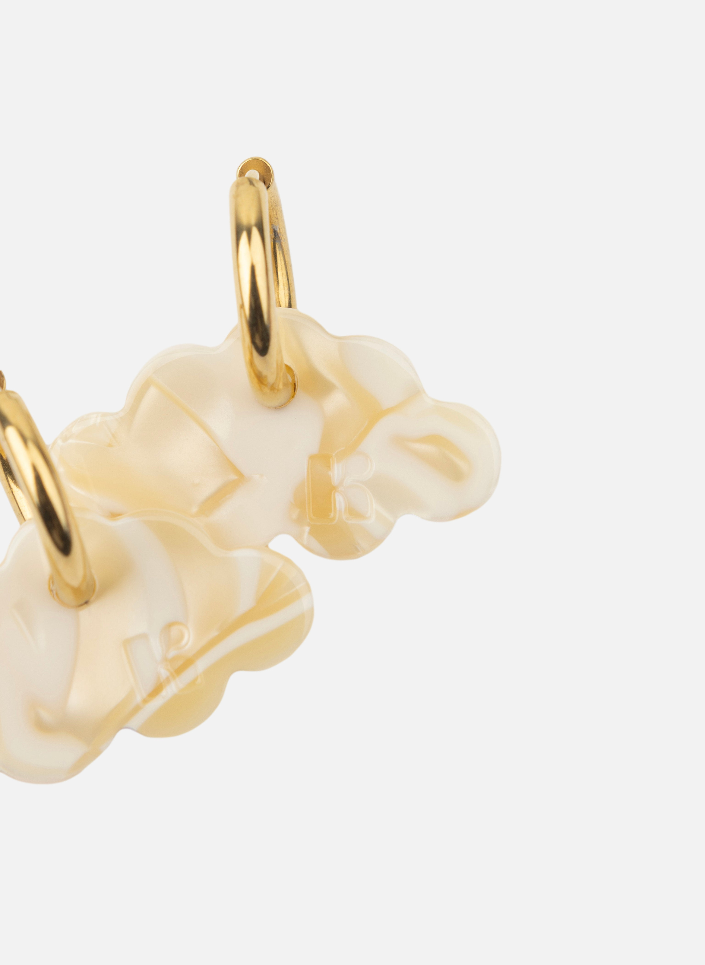 Boucles d'oreilles nuage avec anneaux en acier inoxydable argenté KURAGE GINZA Beige