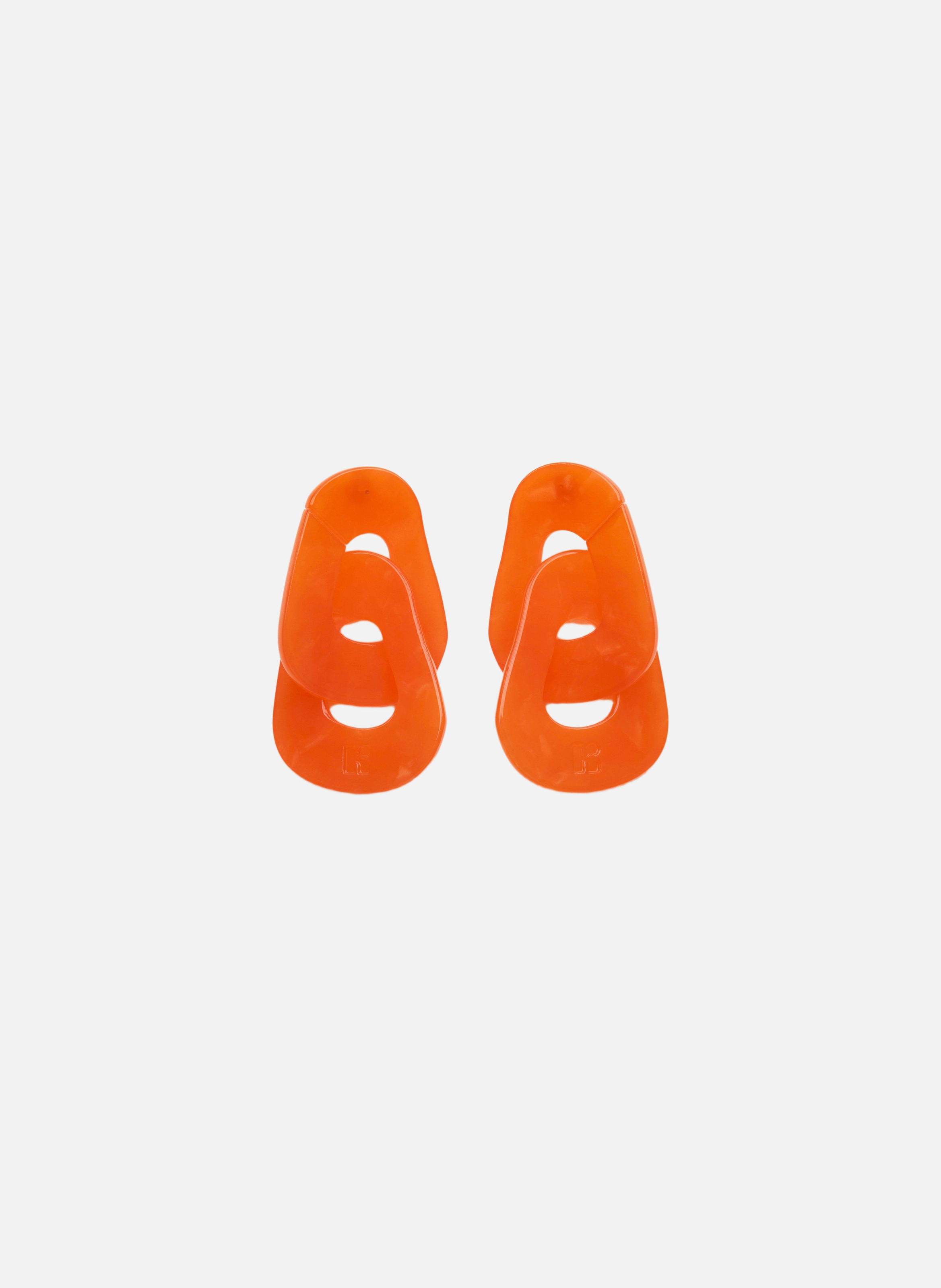 Boucles d'oreilles maillons en acétate de cellulose OrangeKURAGE GINZA