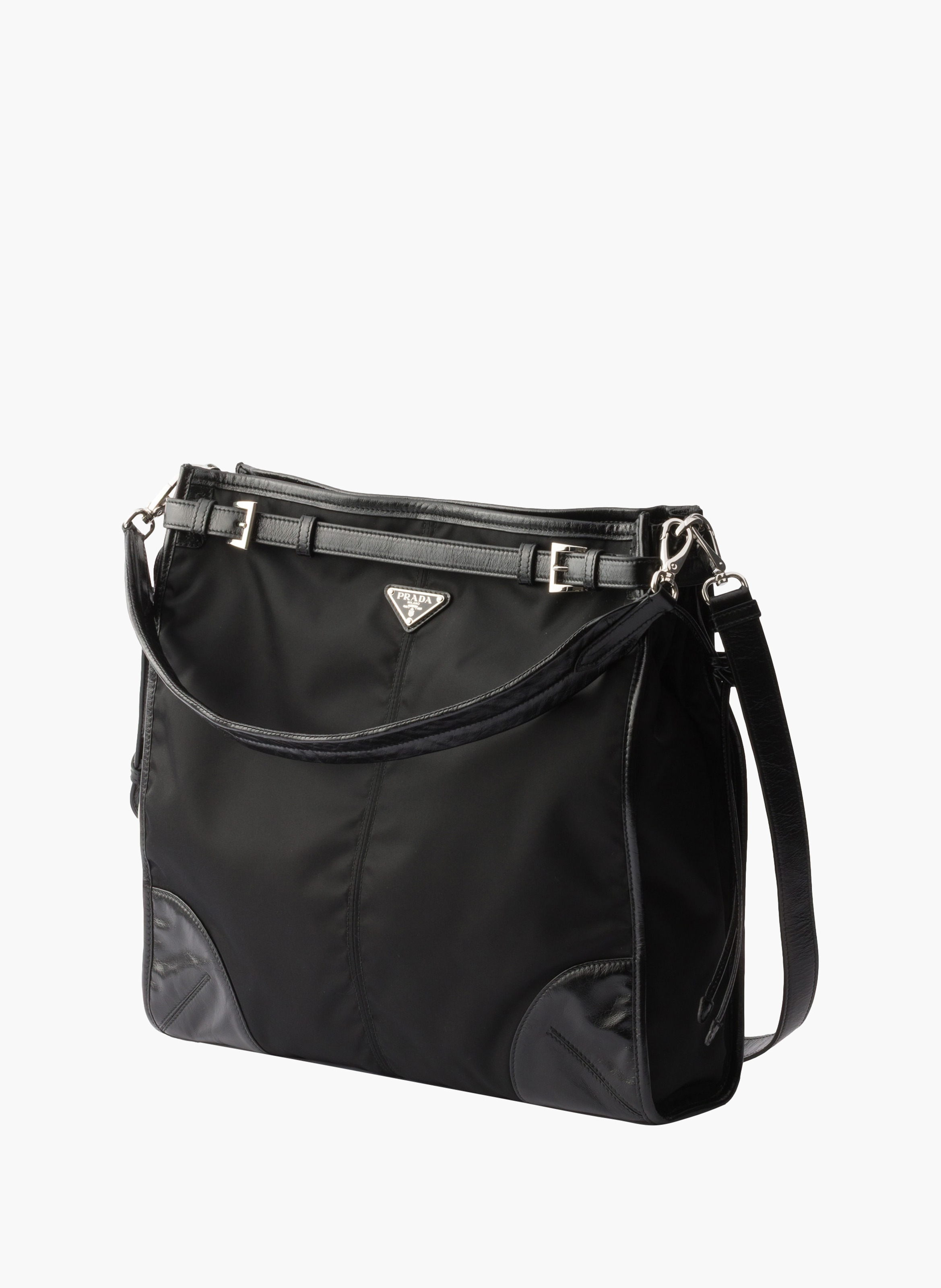Sac porté épaule prada bonnie en re-nylon et cuir PRADA Noir
