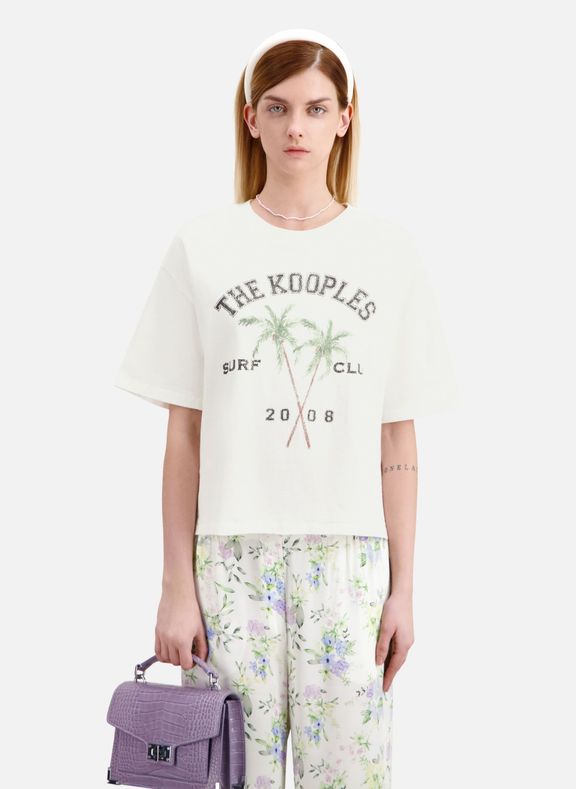 THE KOOPLES Tee-shirt col rond sérigraphié en coton Blanc