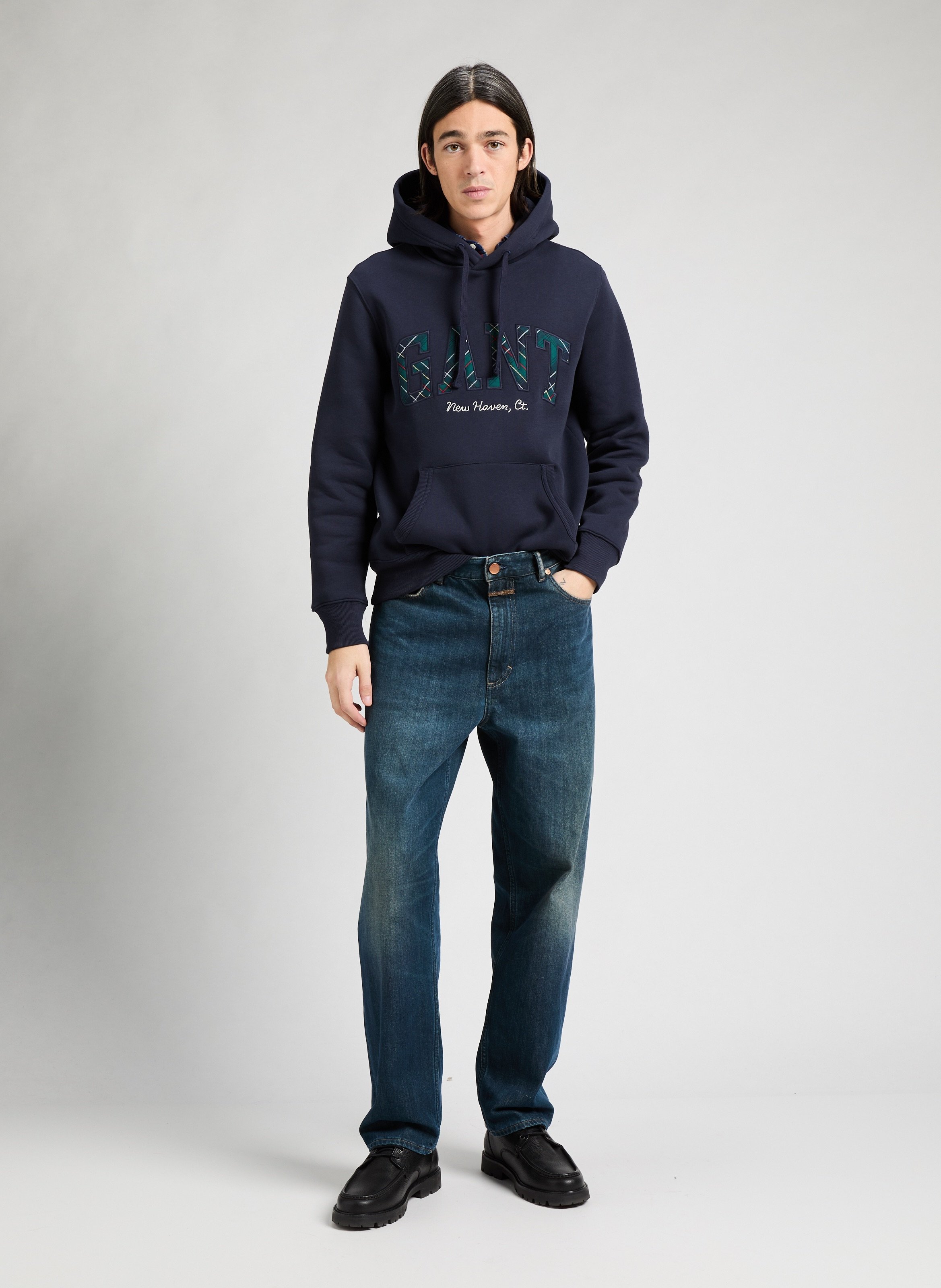 Hoodie en coton GANT Bleu