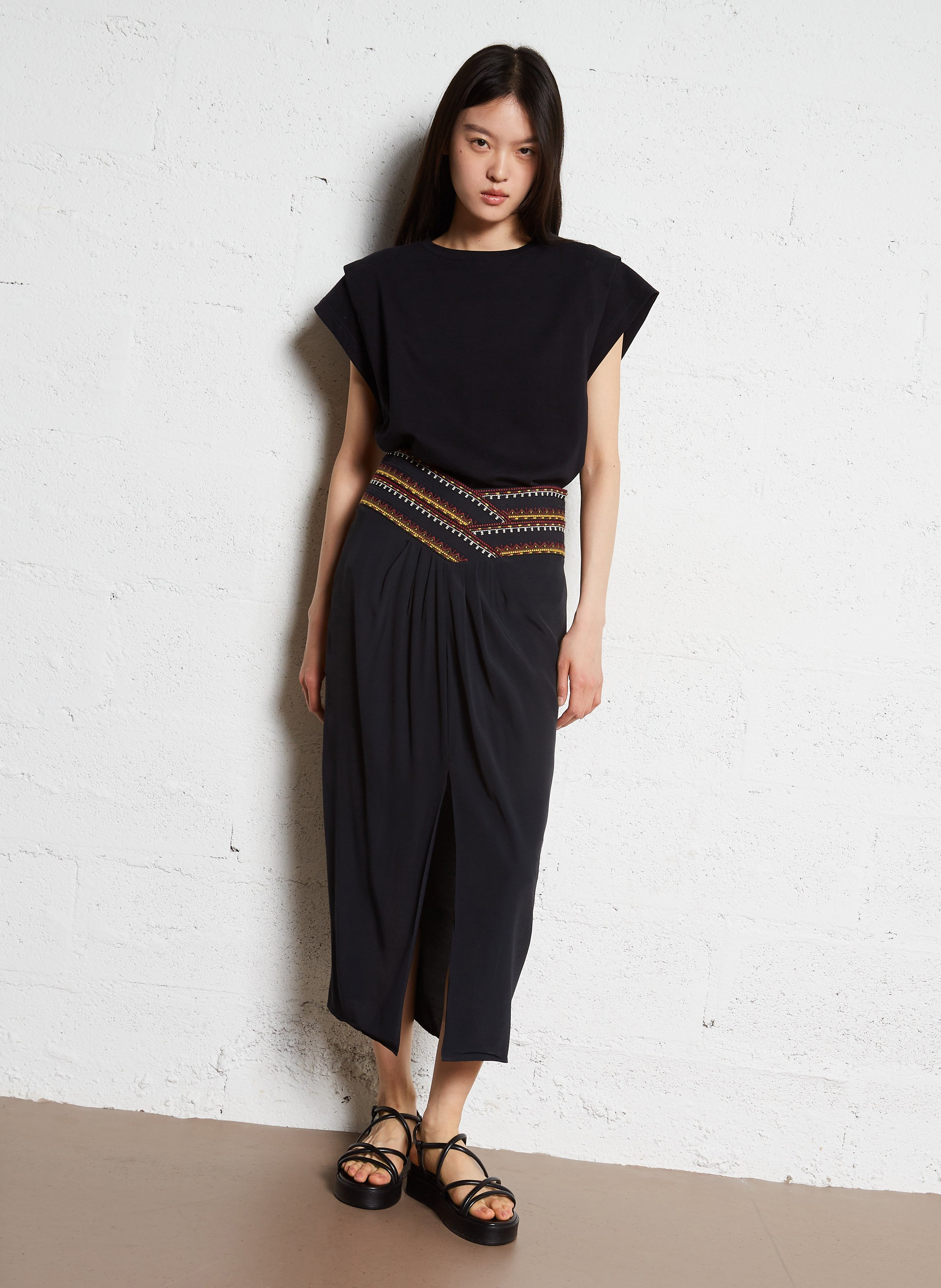 Tee-shirt droit en coton pio BA&SH Noir