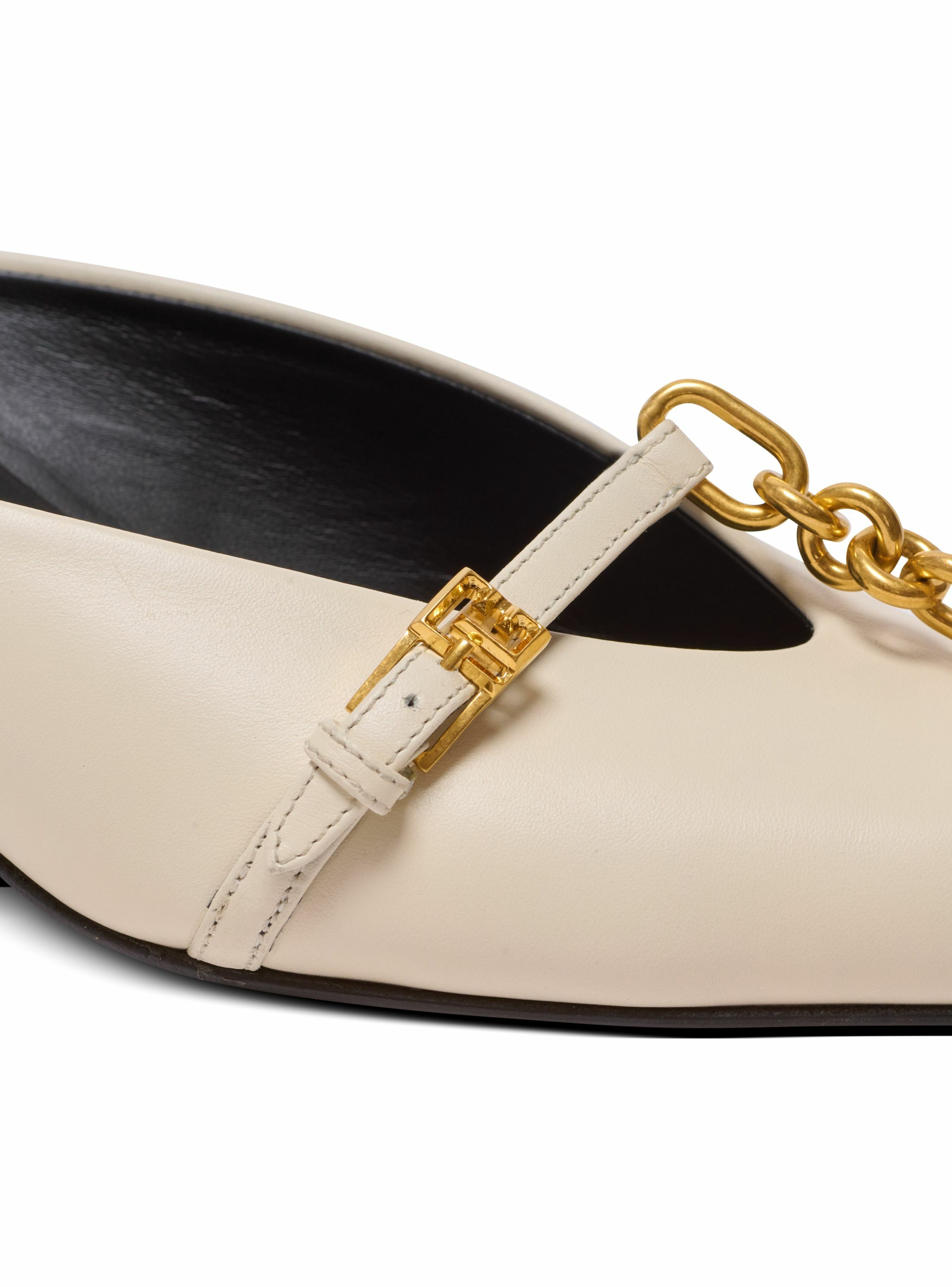 Mules sync en cuir à bout pointu BALMAIN Beige