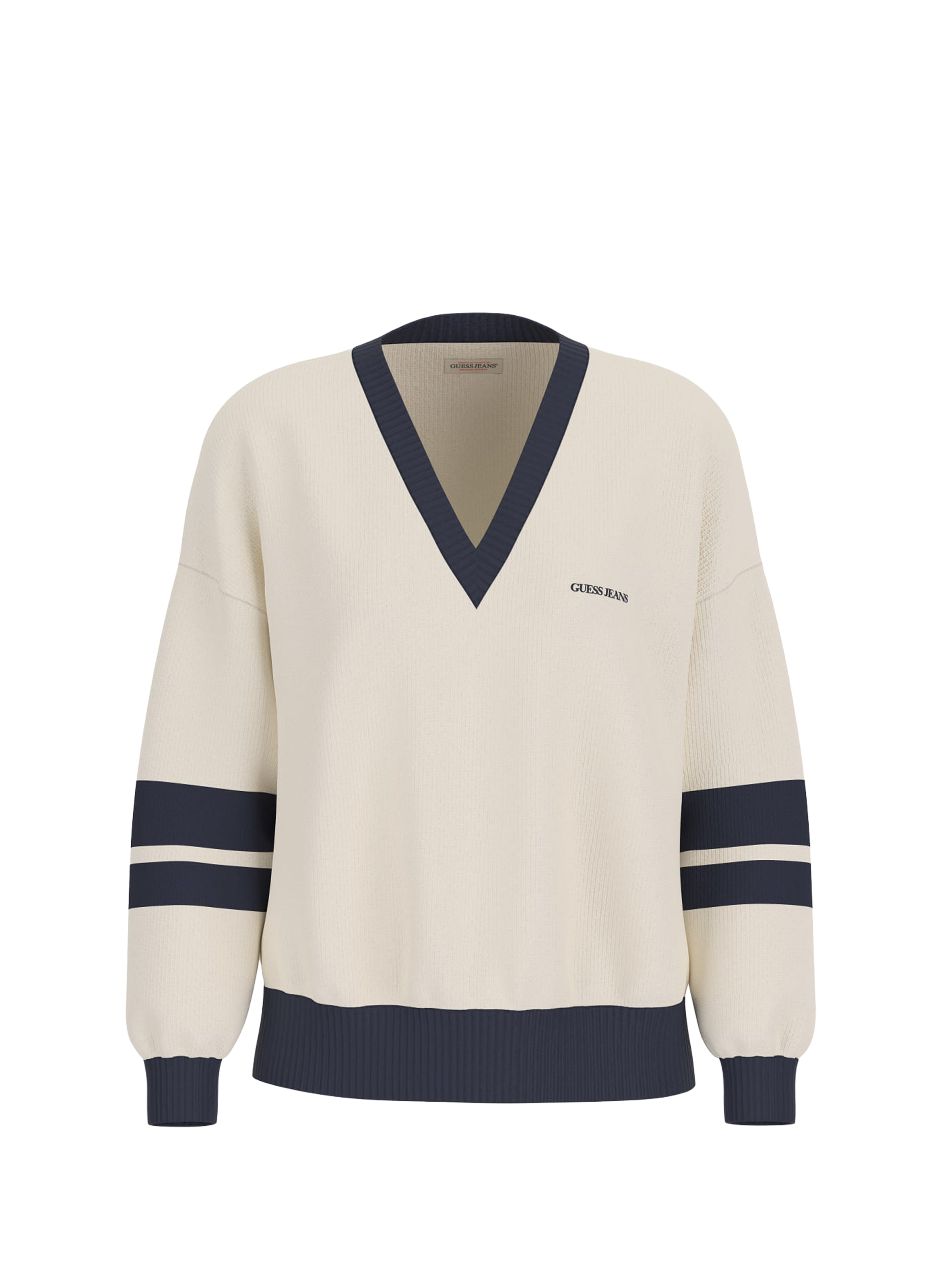 GUESS Pull droit en coton mélangé Beige