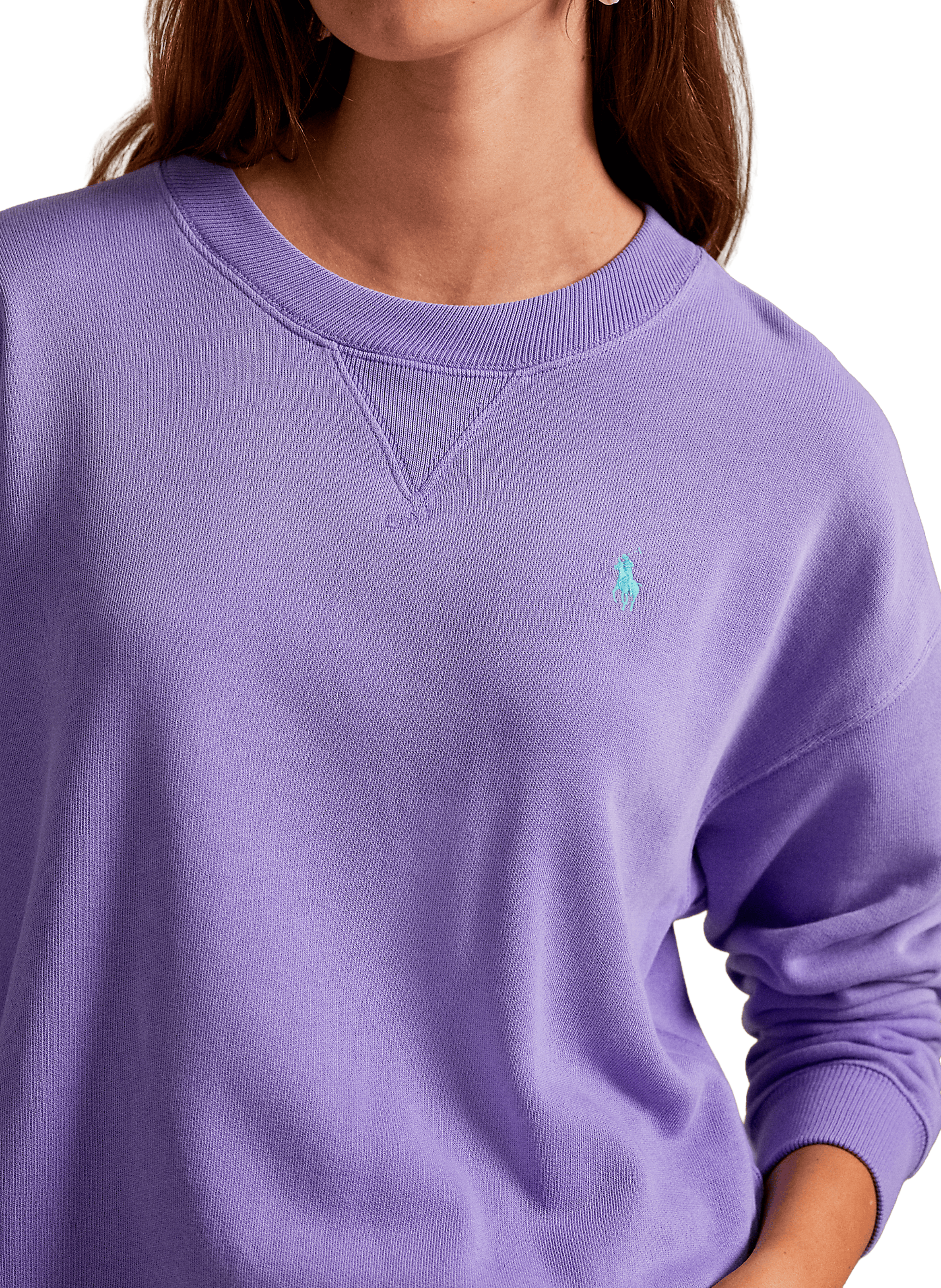 Pull col rond en coton mélangé POLO RALPH LAUREN Violet