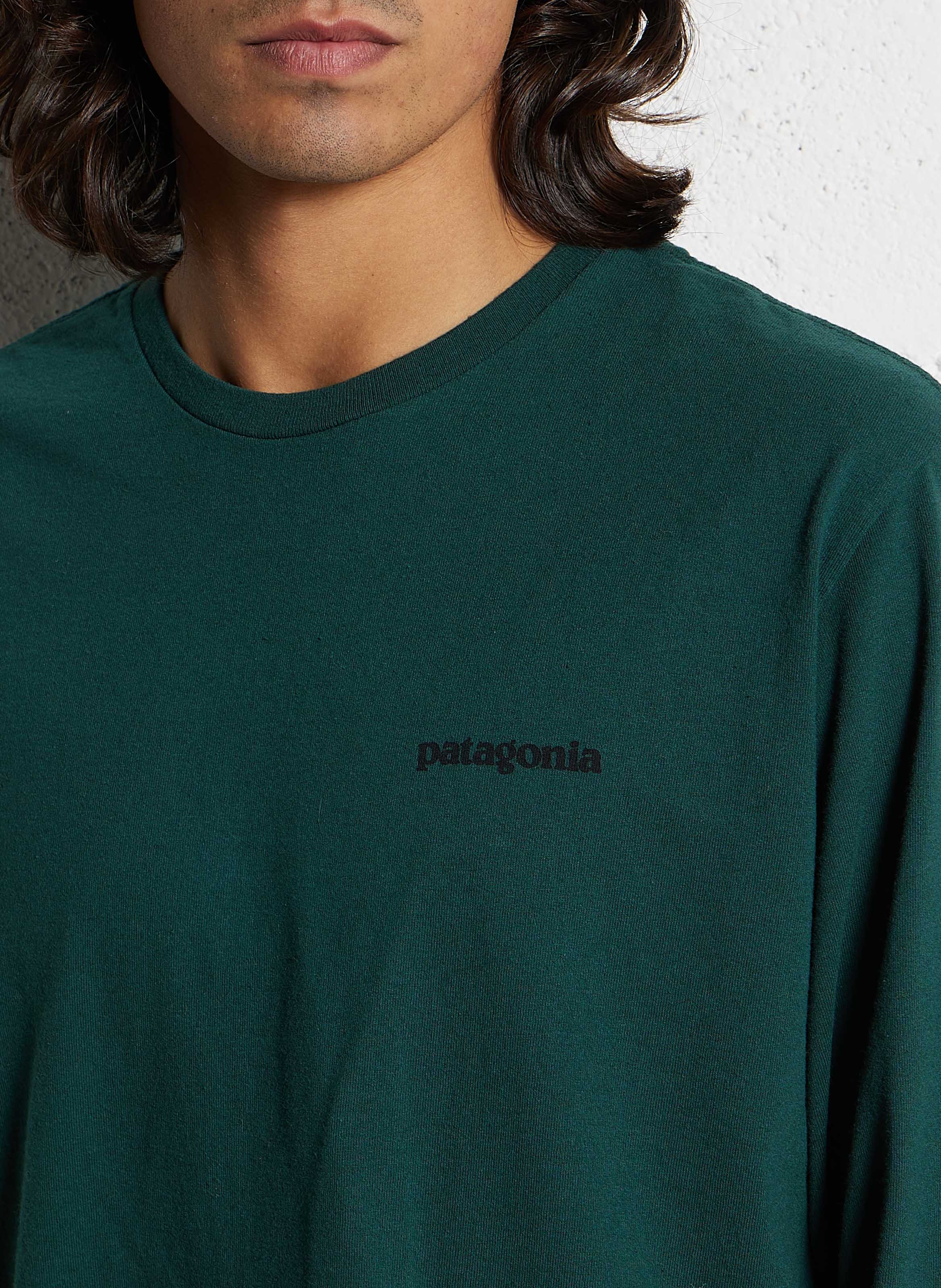 Tee-shirt col rond regular-fit sérigraphié en coton recyclé mélangé PATAGONIA Vert
