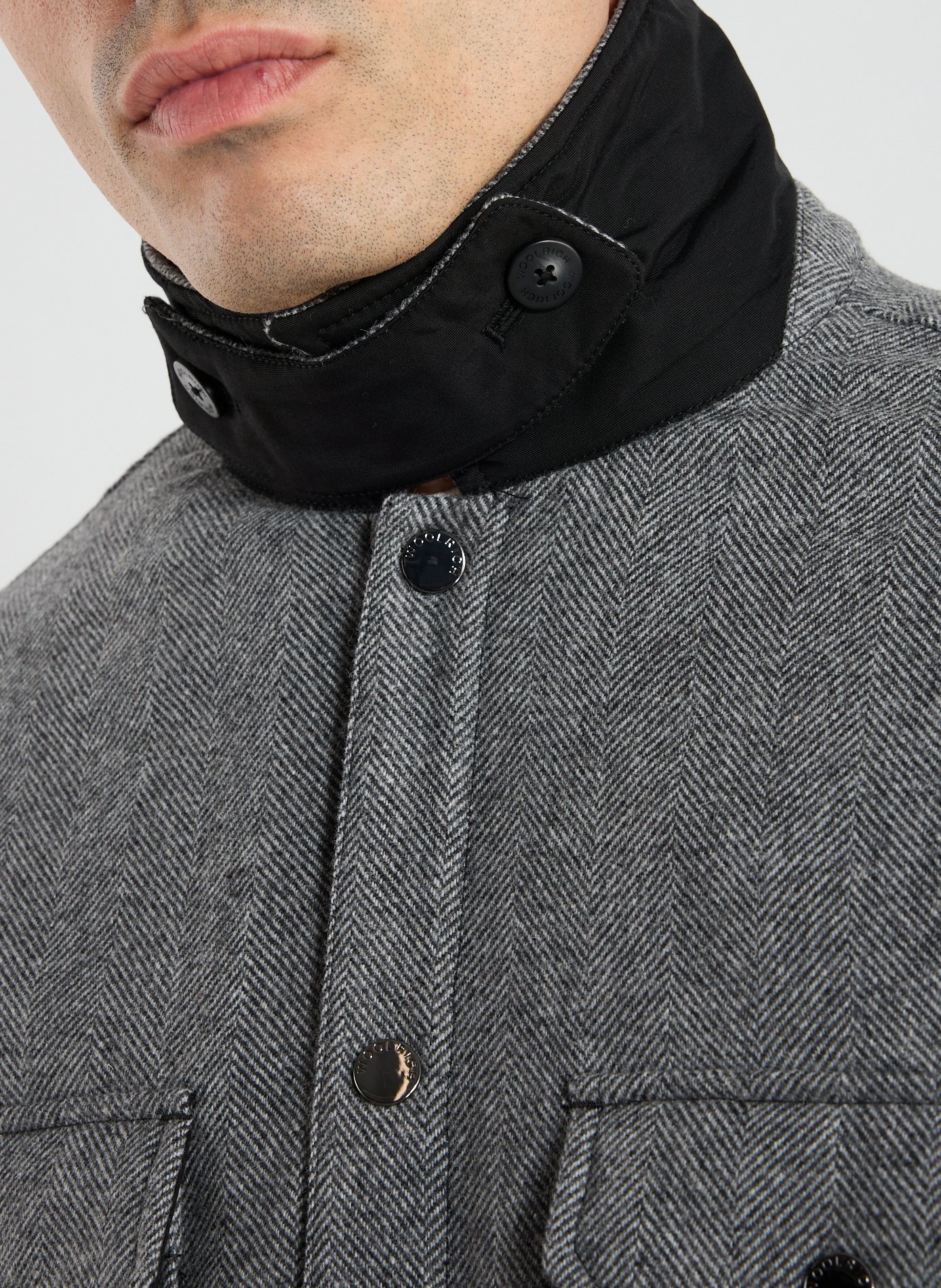 Surchemise col classique en laine mélangée WOOLRICH Gris