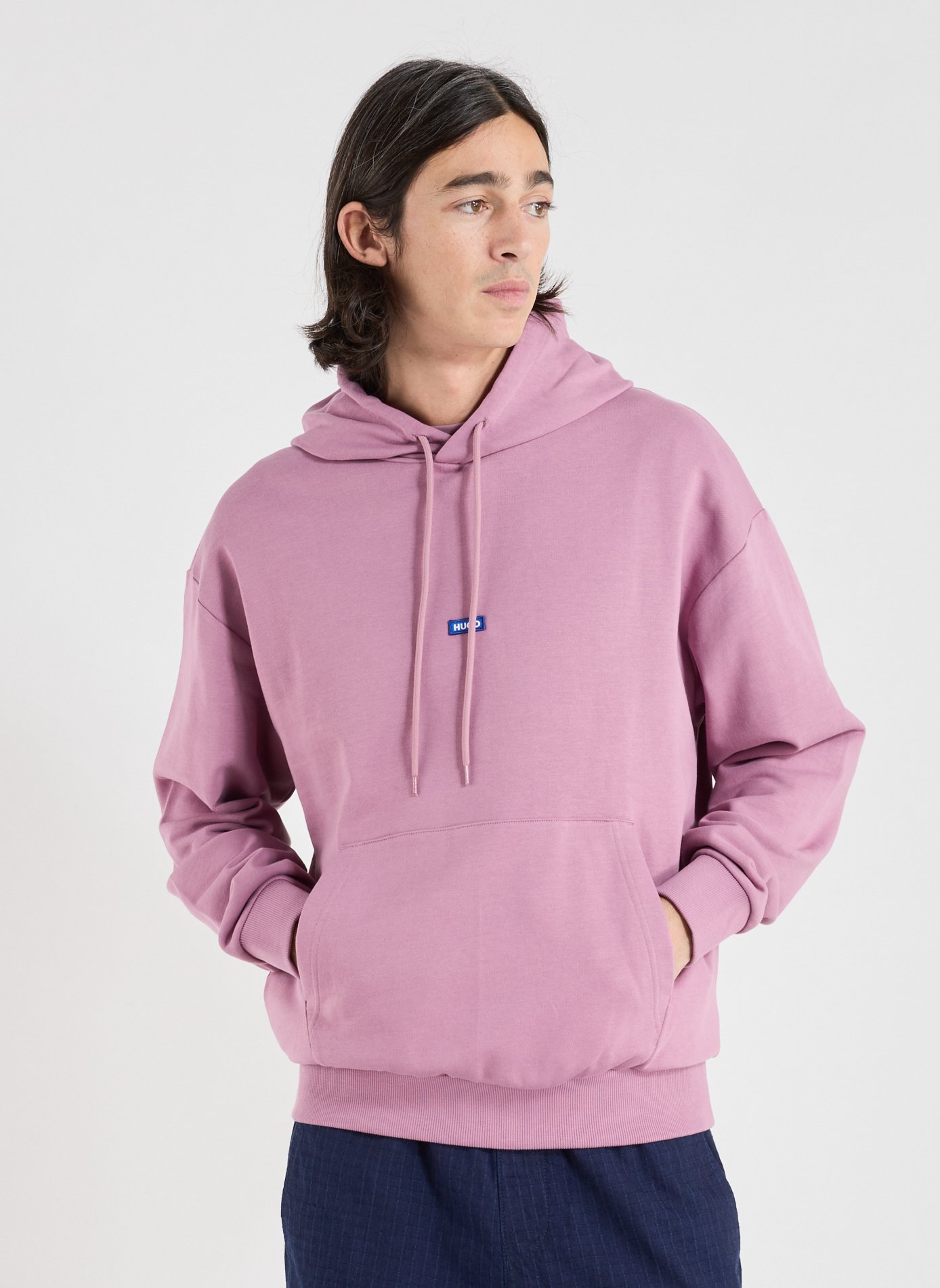HUGO BLUE Oversized cotton hoodie Pink