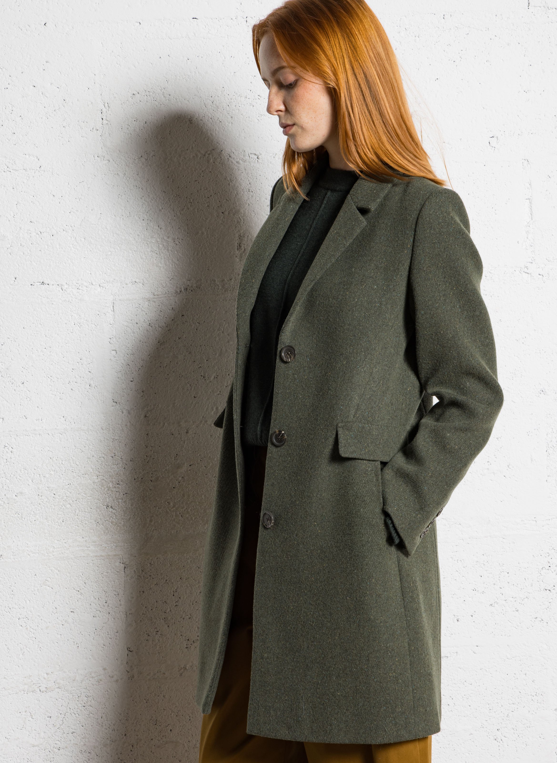 Manteau col tailleur en laine mélangée anabelle MAISON 123 Kaki