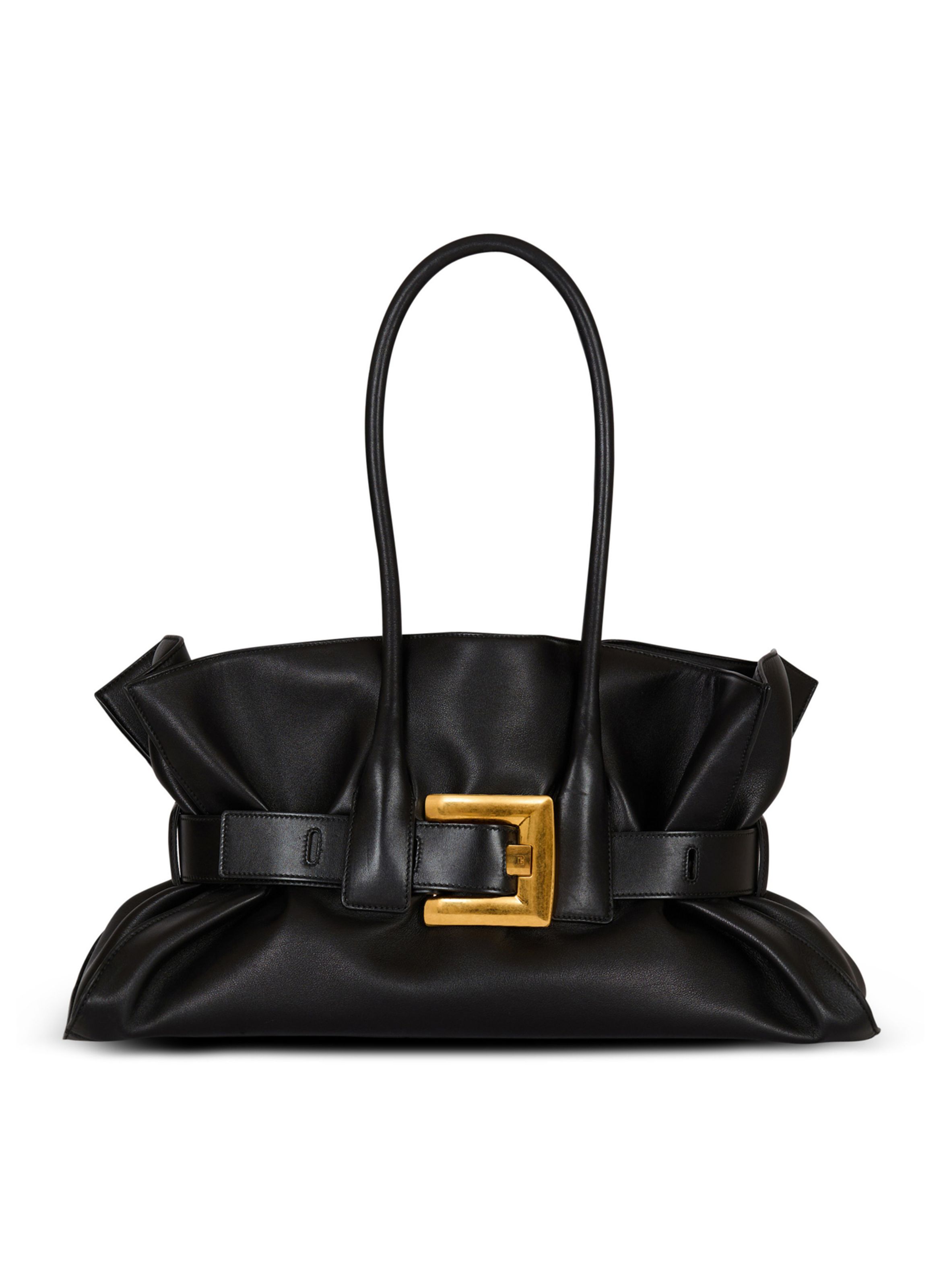 Sac anthem large en cuir de veau BALMAIN Noir