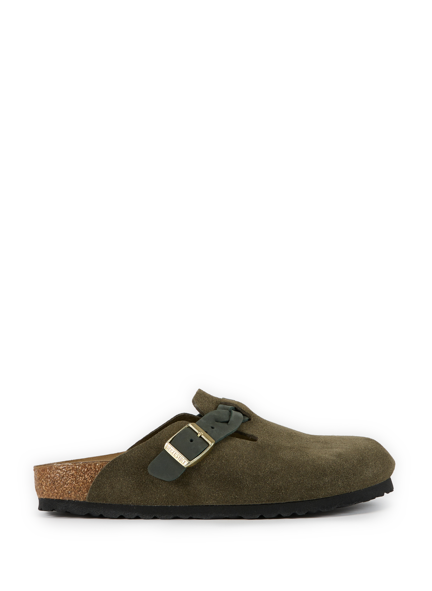 BIRKENSTOCK Mules en cuir suédé Kaki