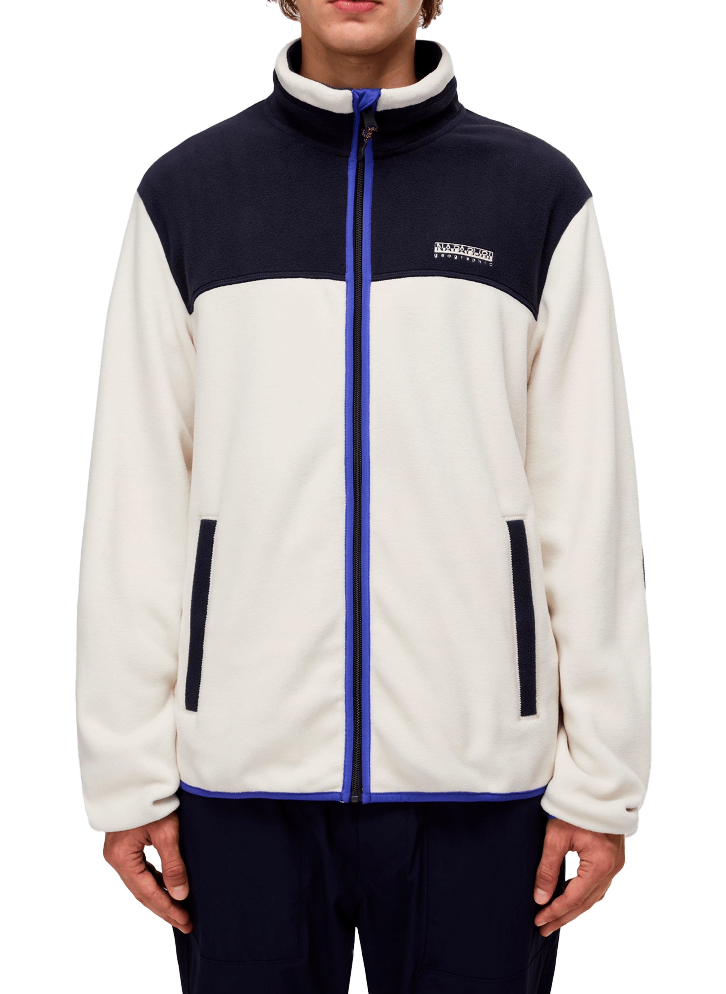 NAPAPIJRI Straight fleece sweater with high collar in blended cotton Beige