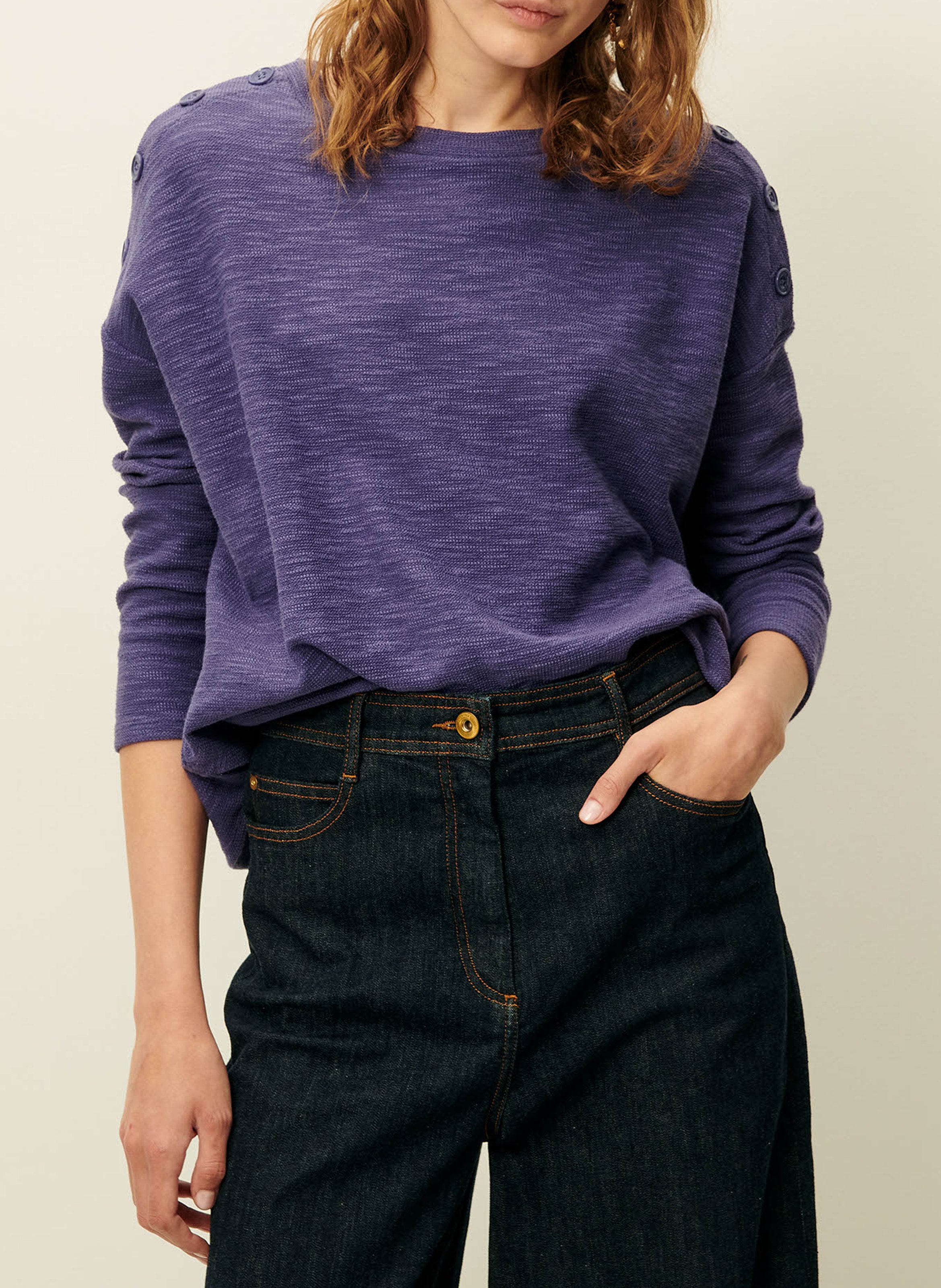 Pull col rond en coton mélangé austin SESSUN Bleu