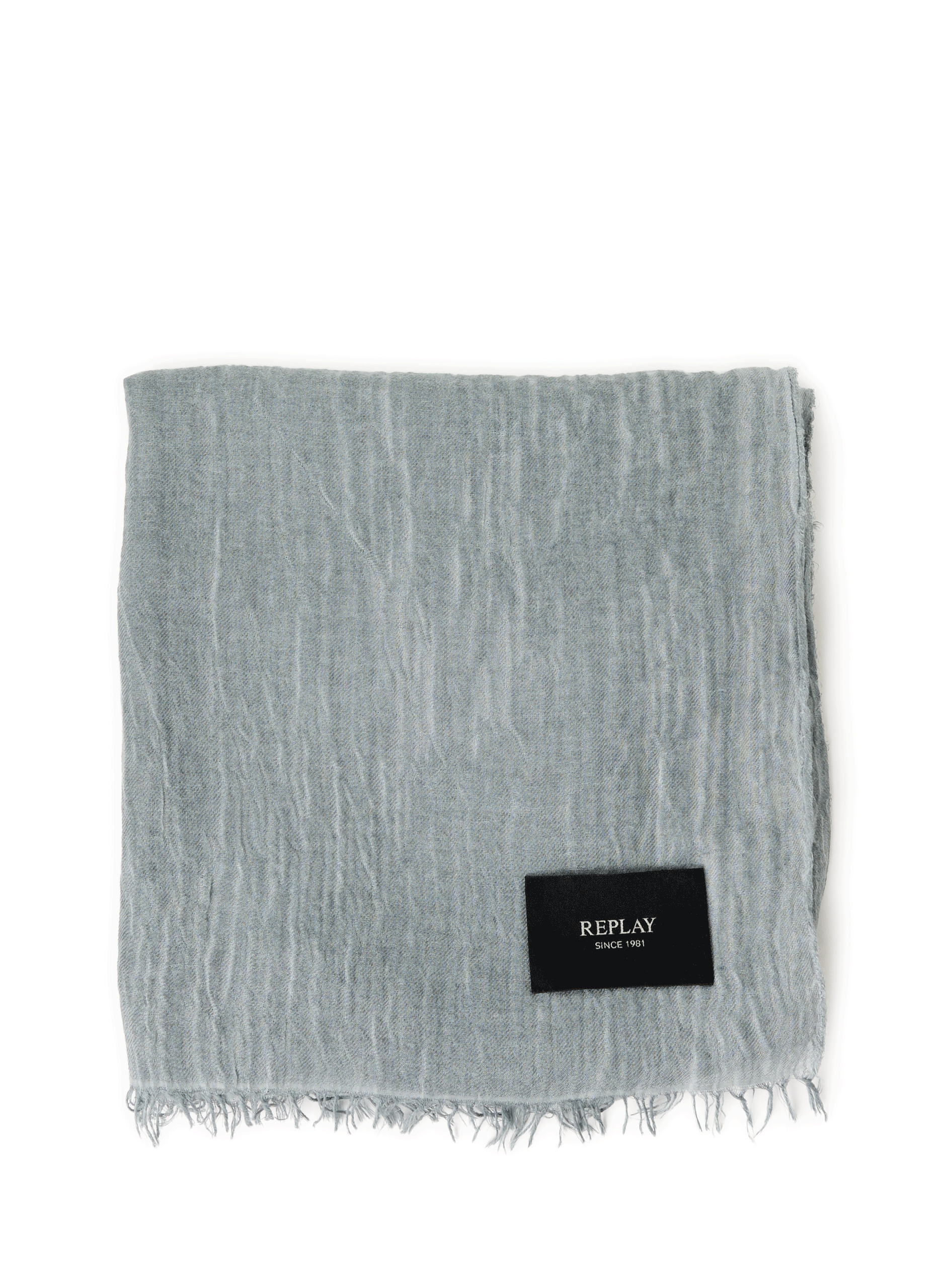 REPLAY Echarpe plissée à franges Gris