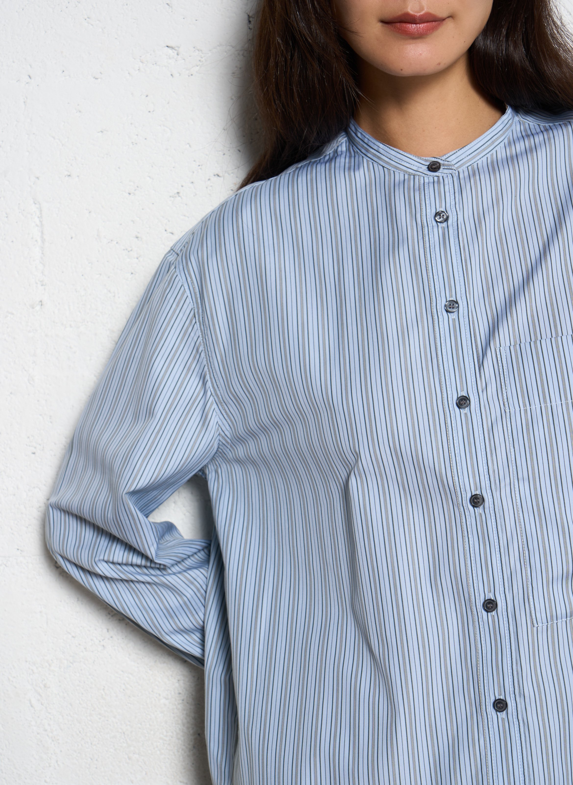 Chemise col mao rayée en coton formentera SOEUR Multicolore