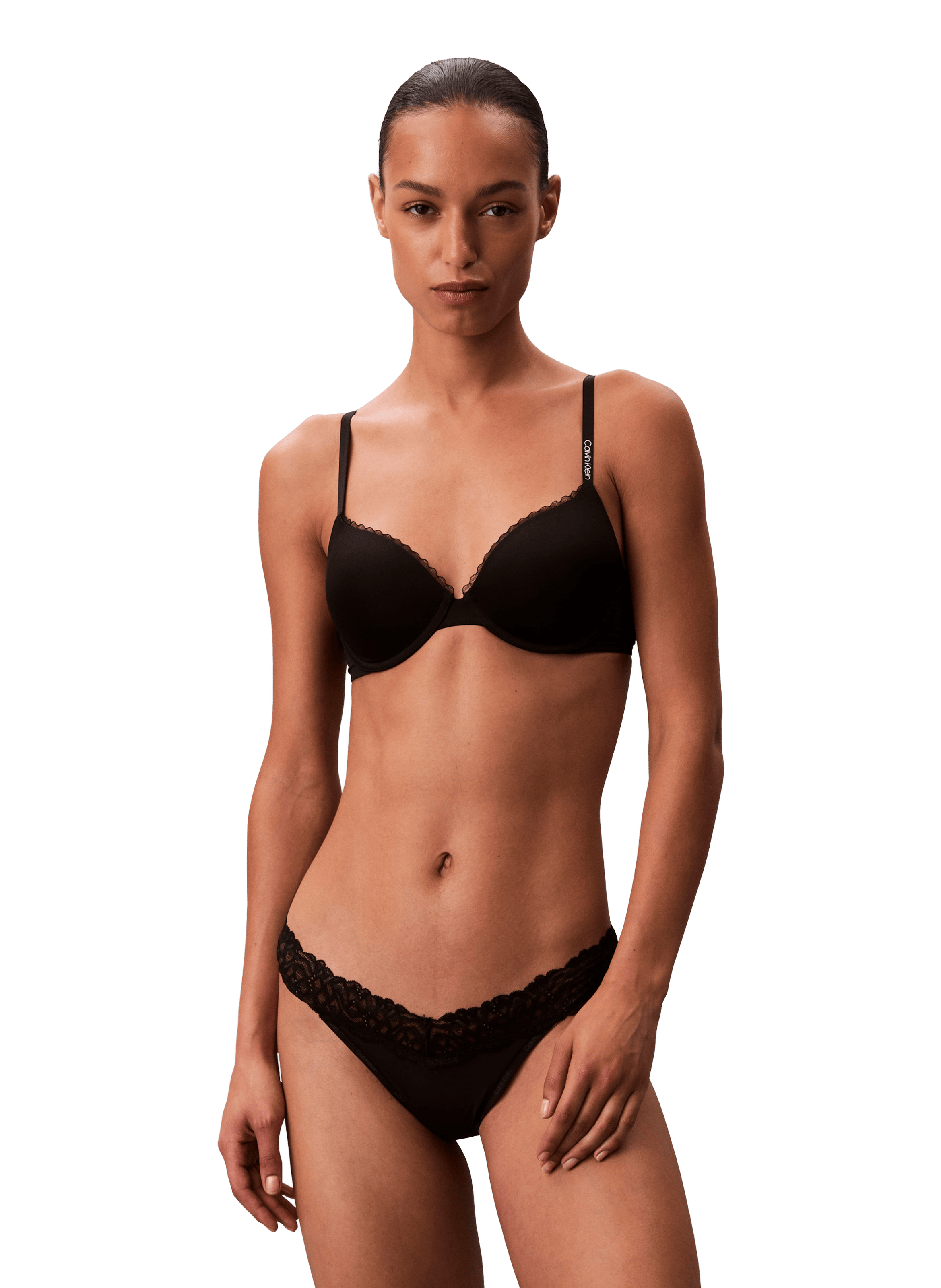 String en microfibre et dentelle  CALVIN KLEIN Noir