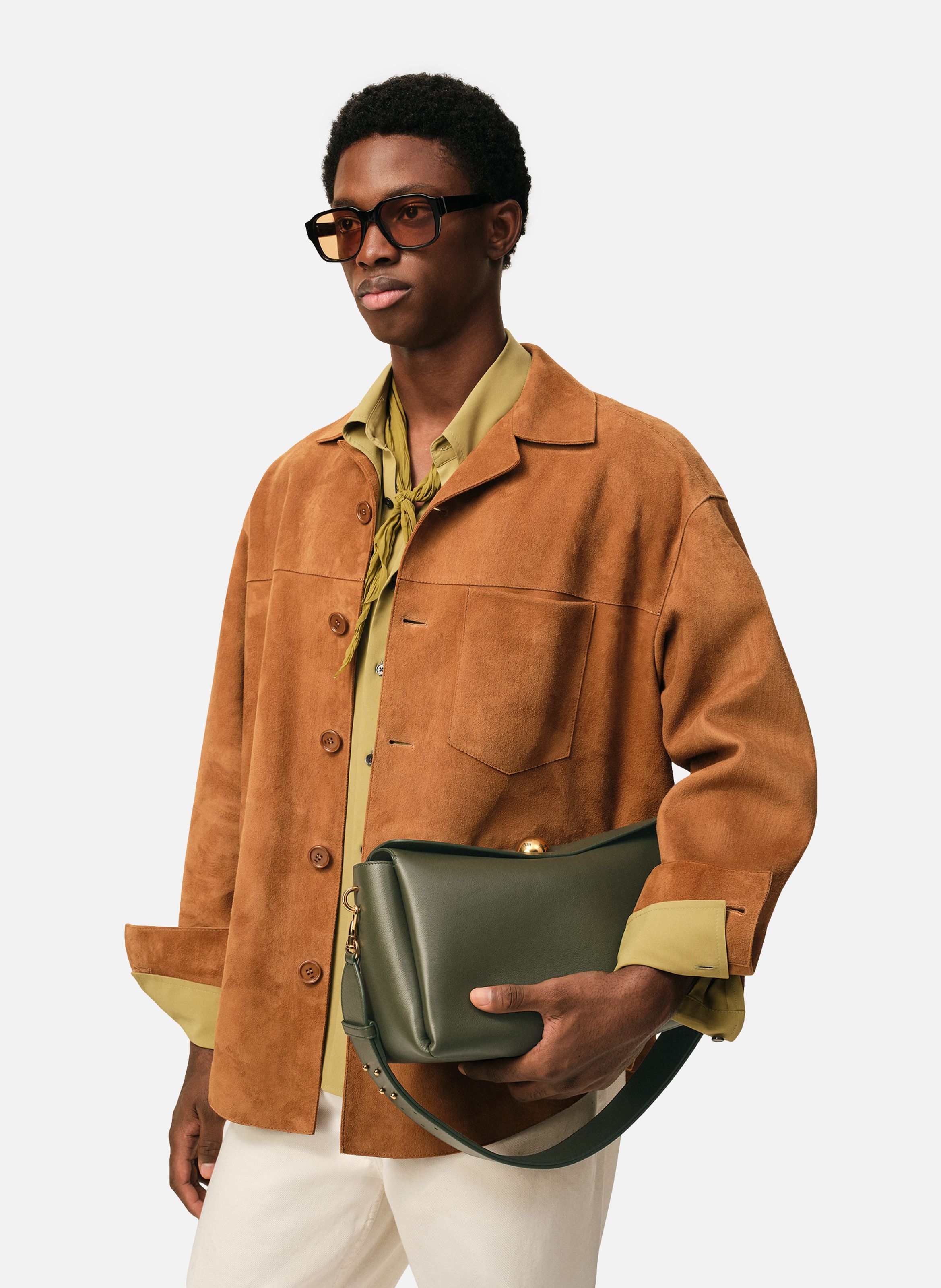 Sac Carrousel Moyen En Cuir Lisse unisexe AMI PARIS Vert