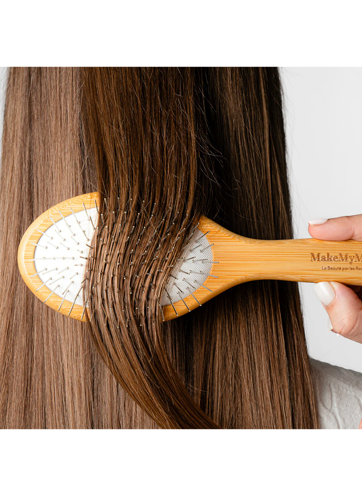 Hairbrush for fine hair with wooden bristles MAKE MY MASK No color