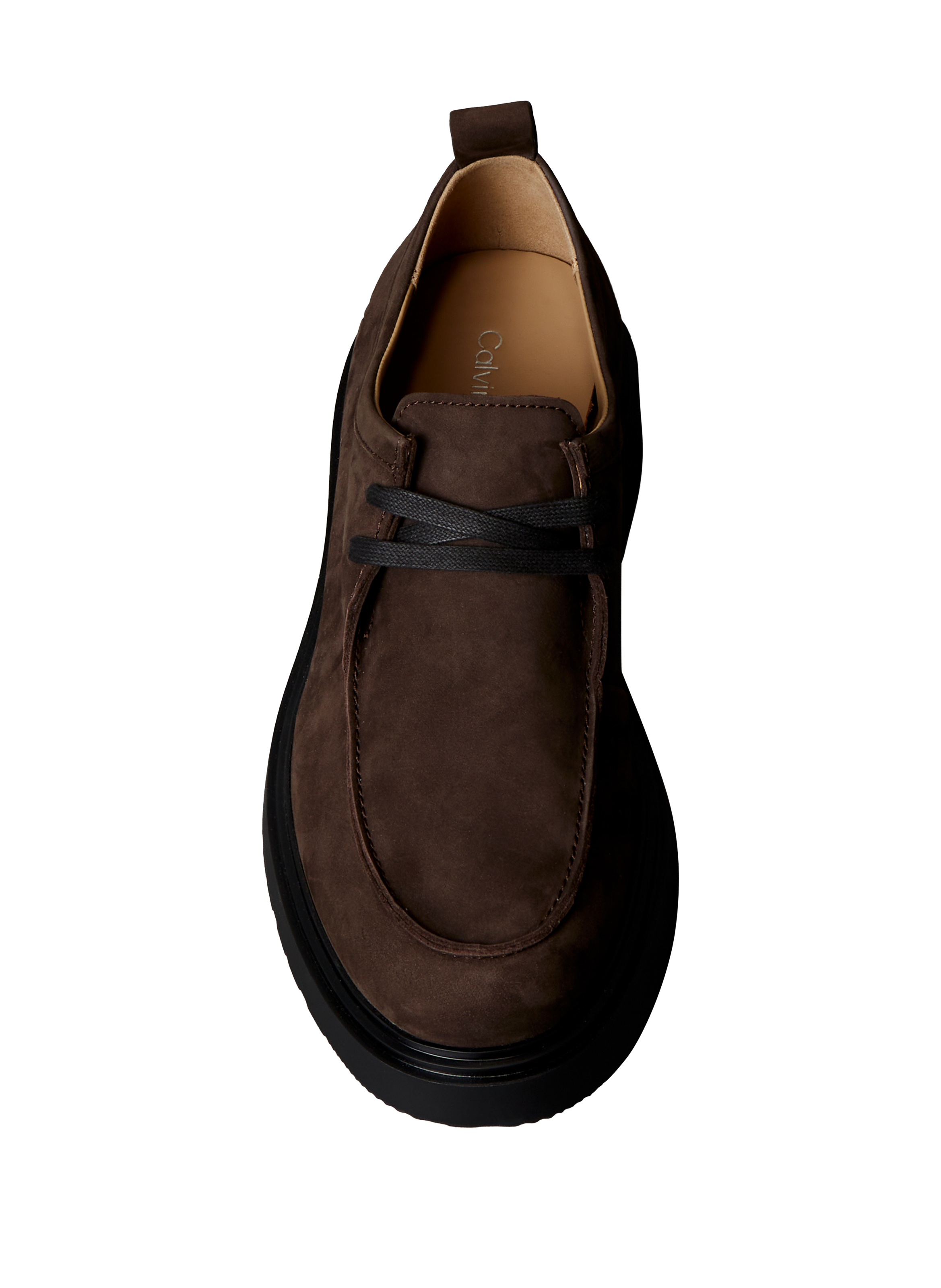 Suede leather lace-up derbies CALVIN KLEIN Brown