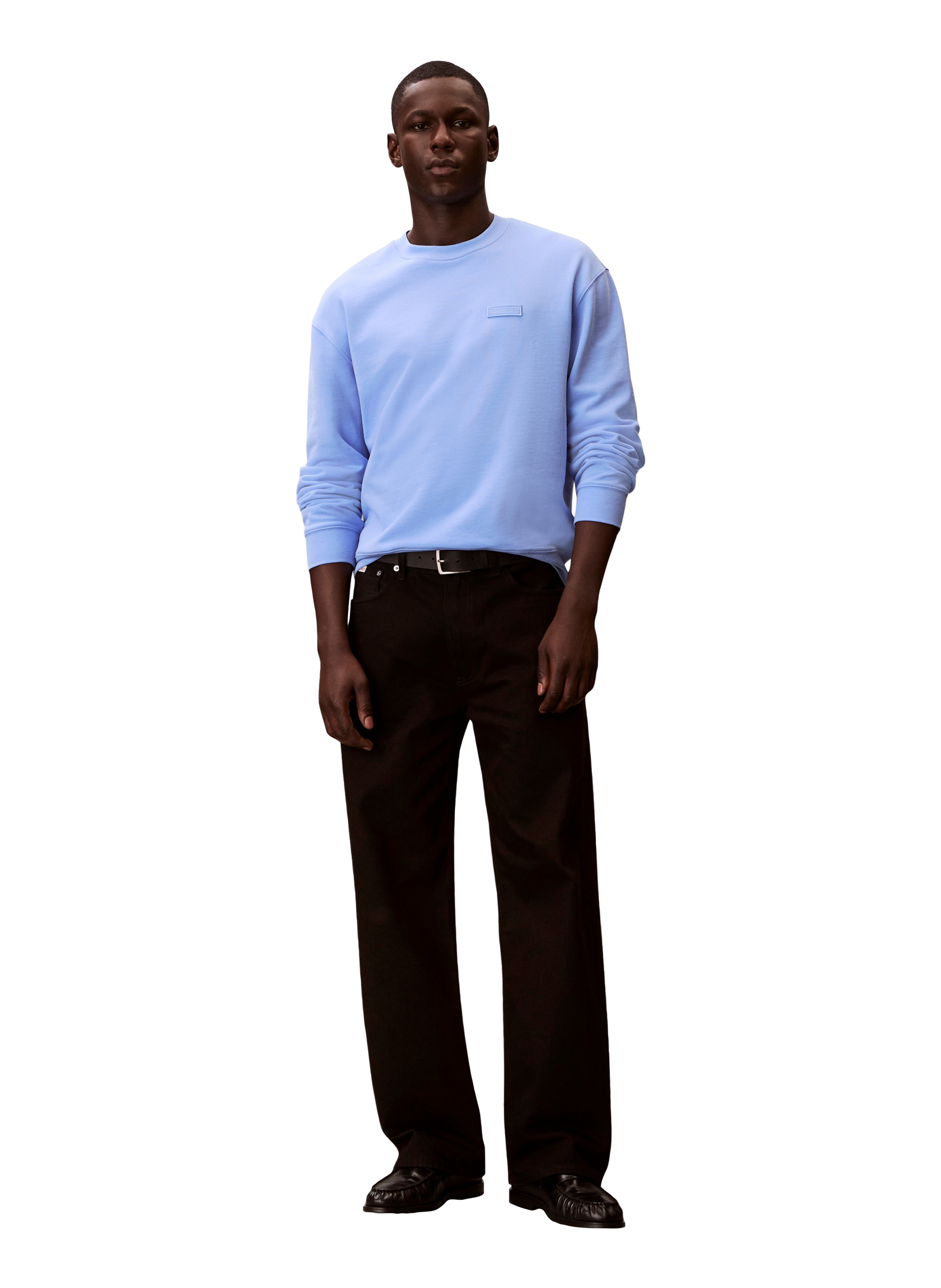 Sweat droit à col montant en coton CALVIN KLEIN Bleu