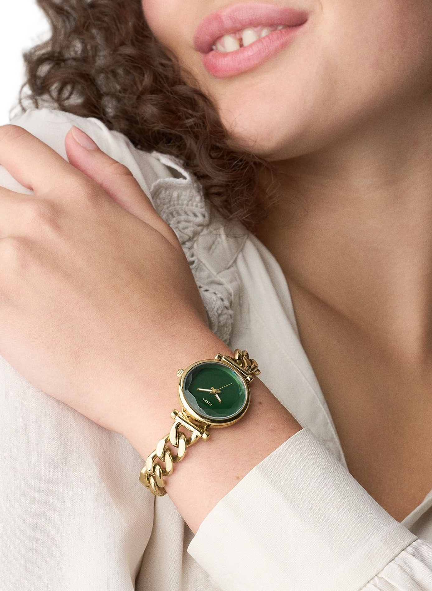 Montre quartz Carlie Mini bracelet chaine FOSSIL Vert