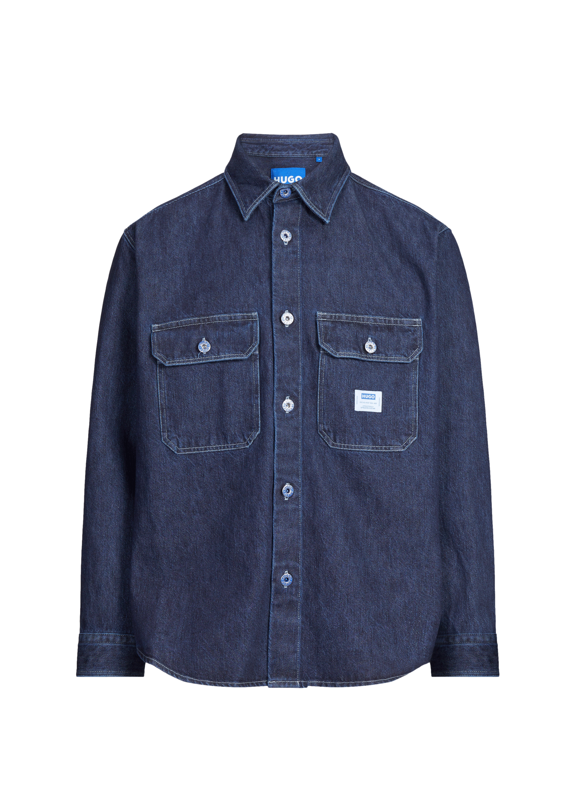 Oversized cotton denim shirt HUGO BLUE Blue