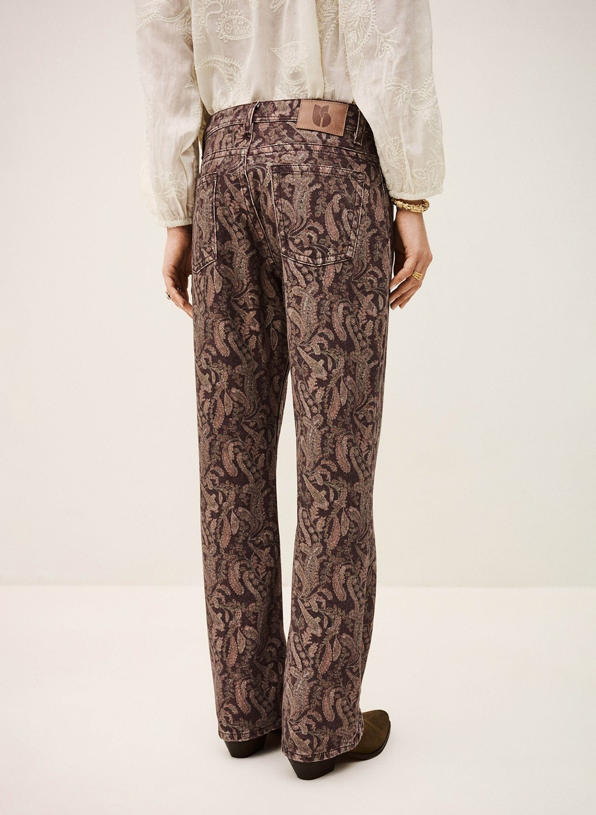 Pantalon droit imprimé tooty BA&SH Marron