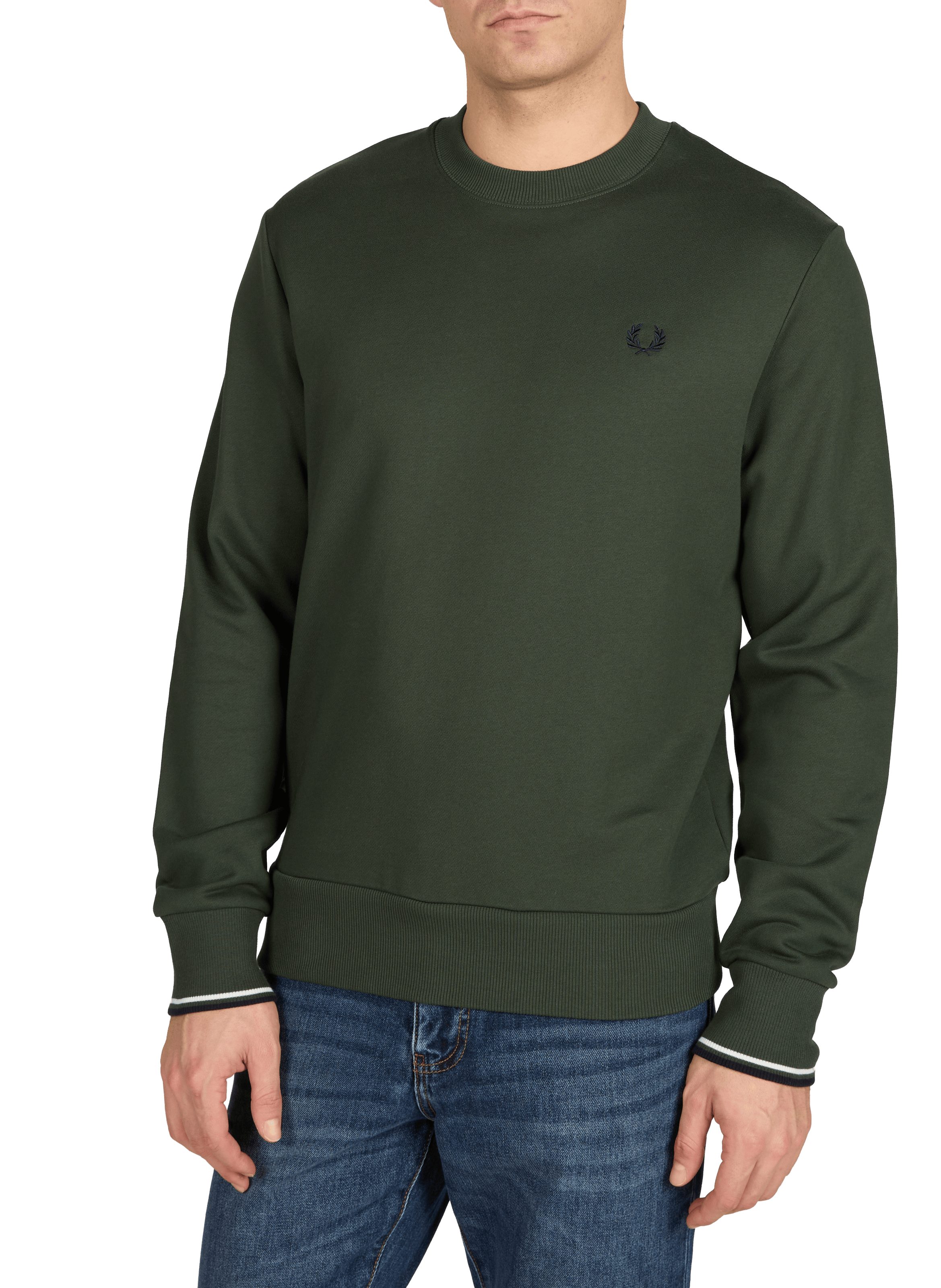 Sweatshirt col rond en coton FRED PERRY Vert