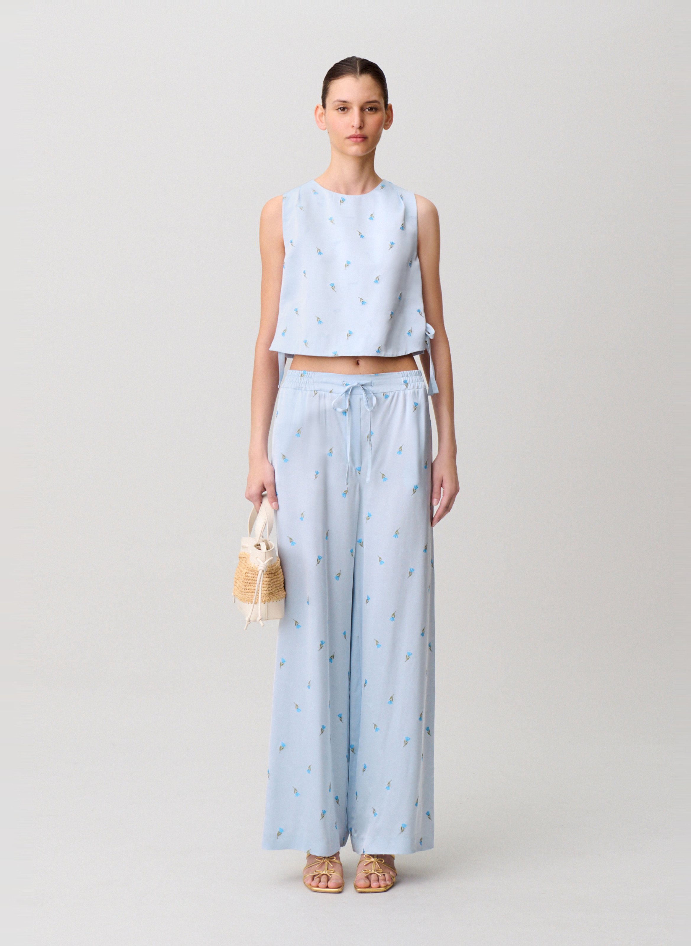 Pantalon large imprimé CLAUDIE PIERLOT Bleu