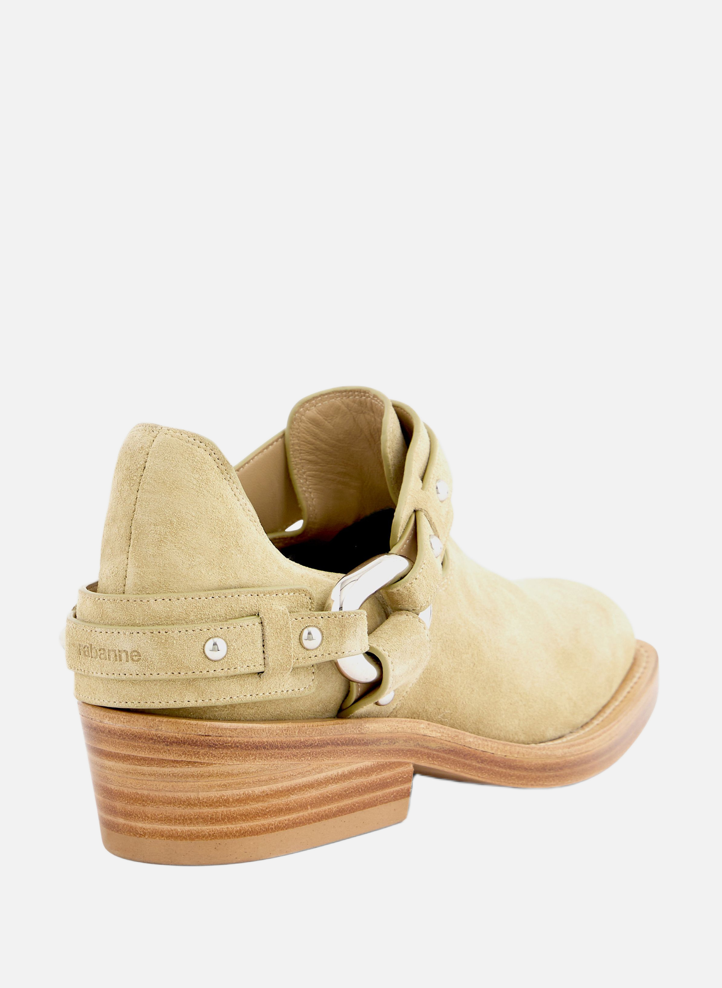 Bottines biker en cuir RABANNE Beige