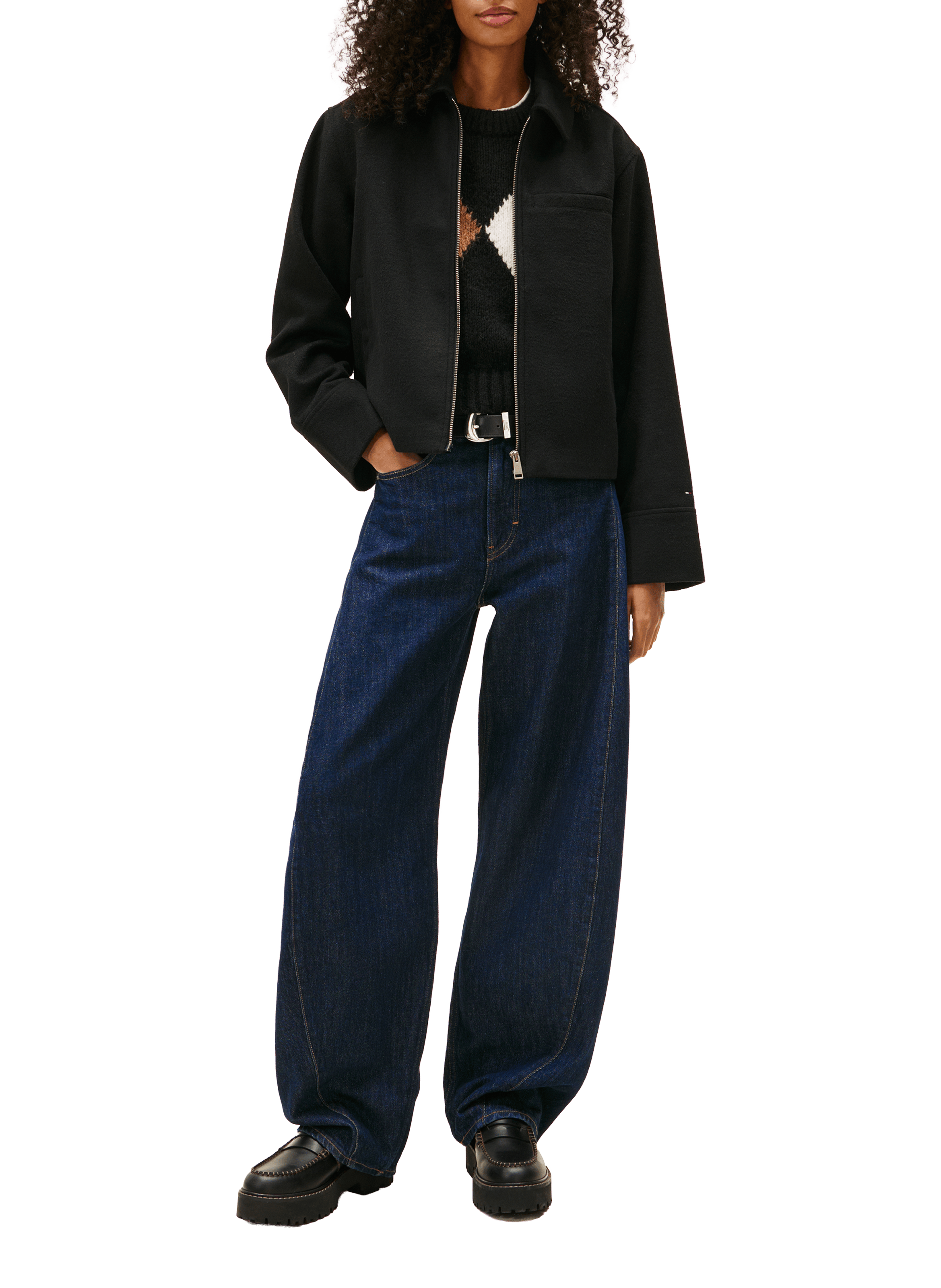 Veste courte en laine mélangée TOMMY HILFIGER Noir