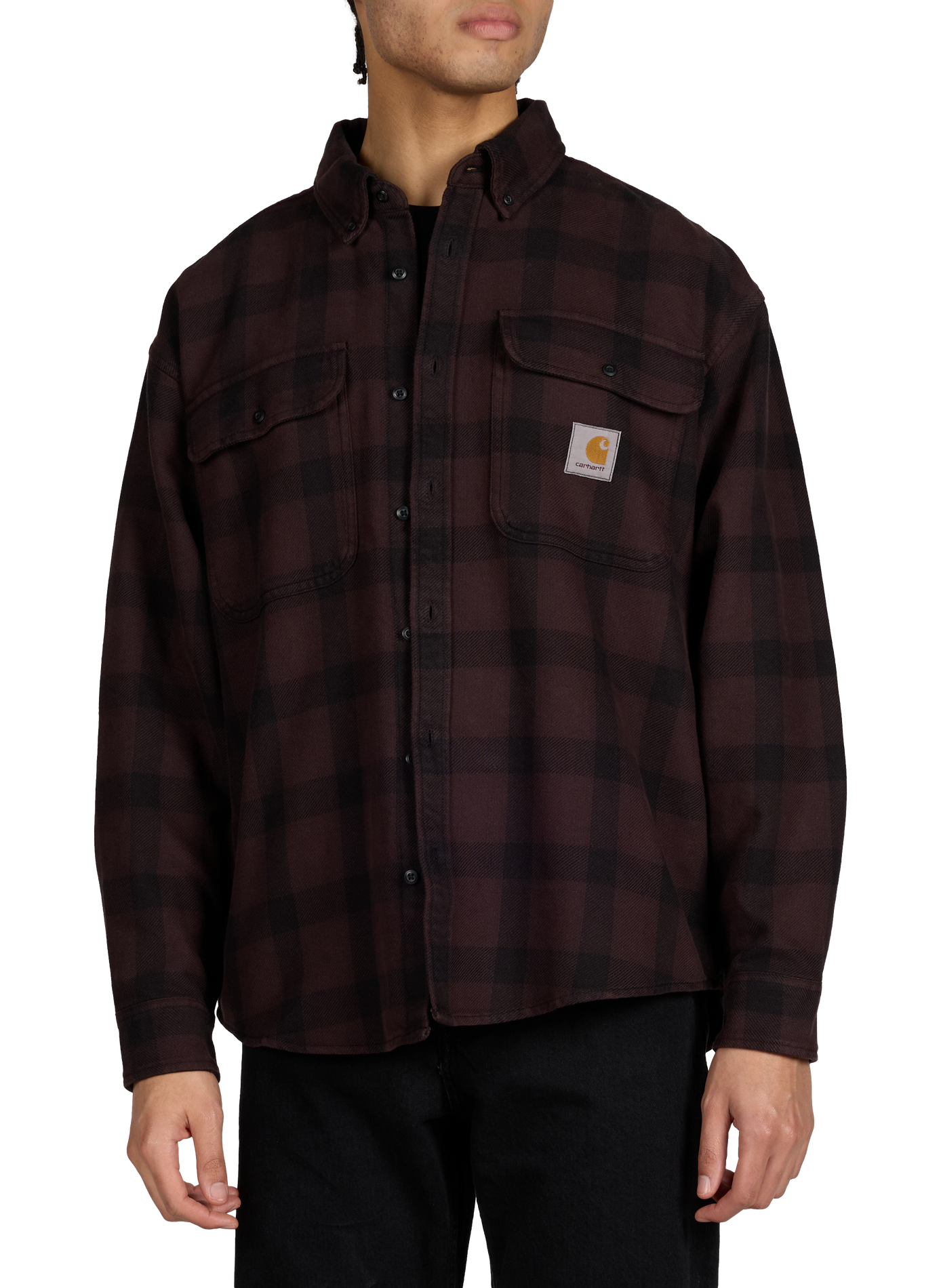 Surchemise à carreaux col américain en coton CARHARTT WIP Marron