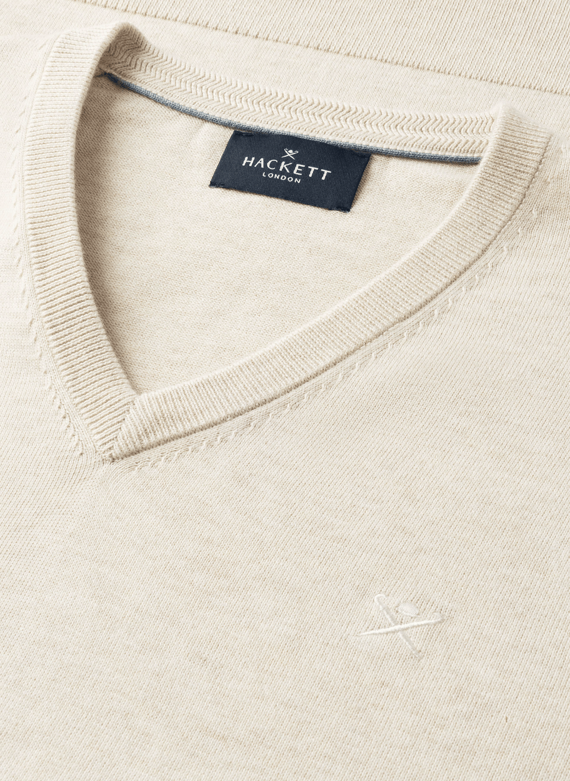 V-neck cotton and silk sweater HACKETT Beige