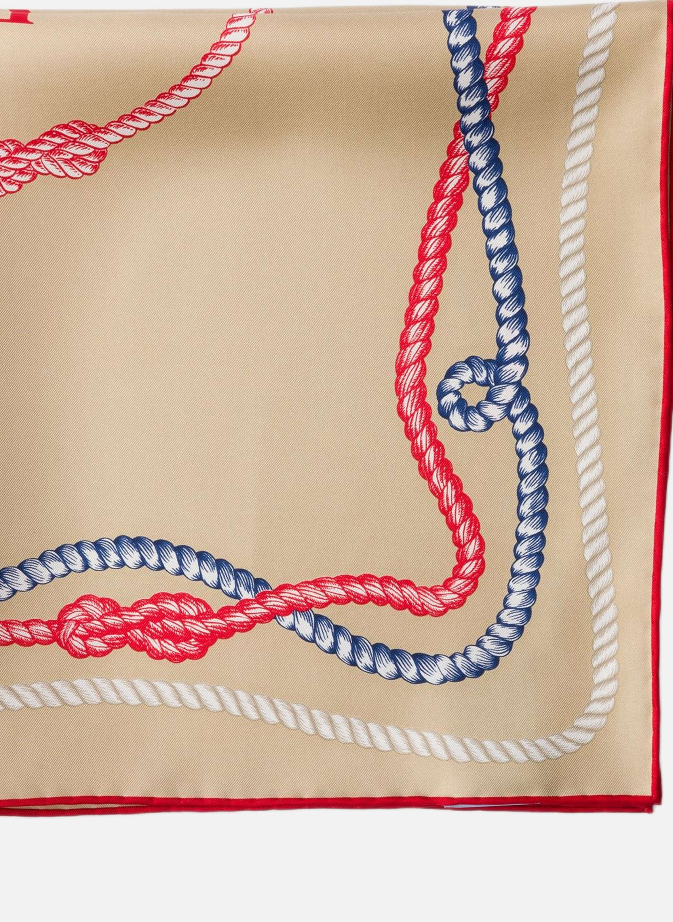 Écharpe en sergé de soie imprimé, 55 x 55 cm PRADA Marron