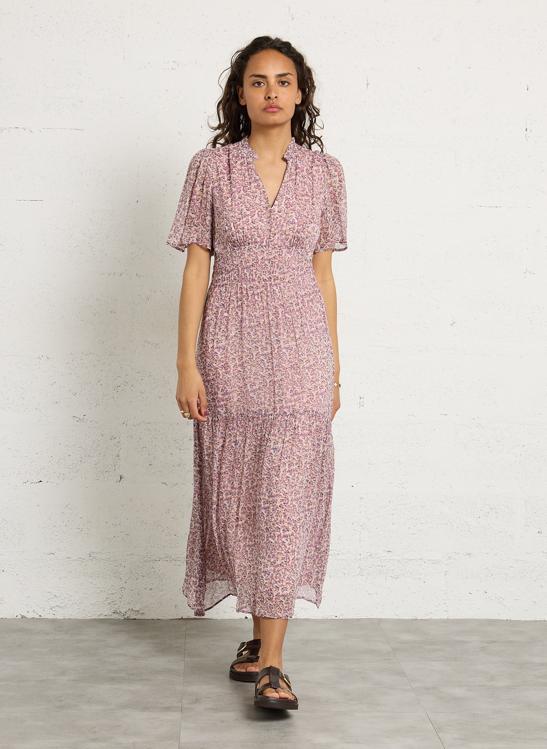 Robe longue évasée col v lana MAISON 123 Violet