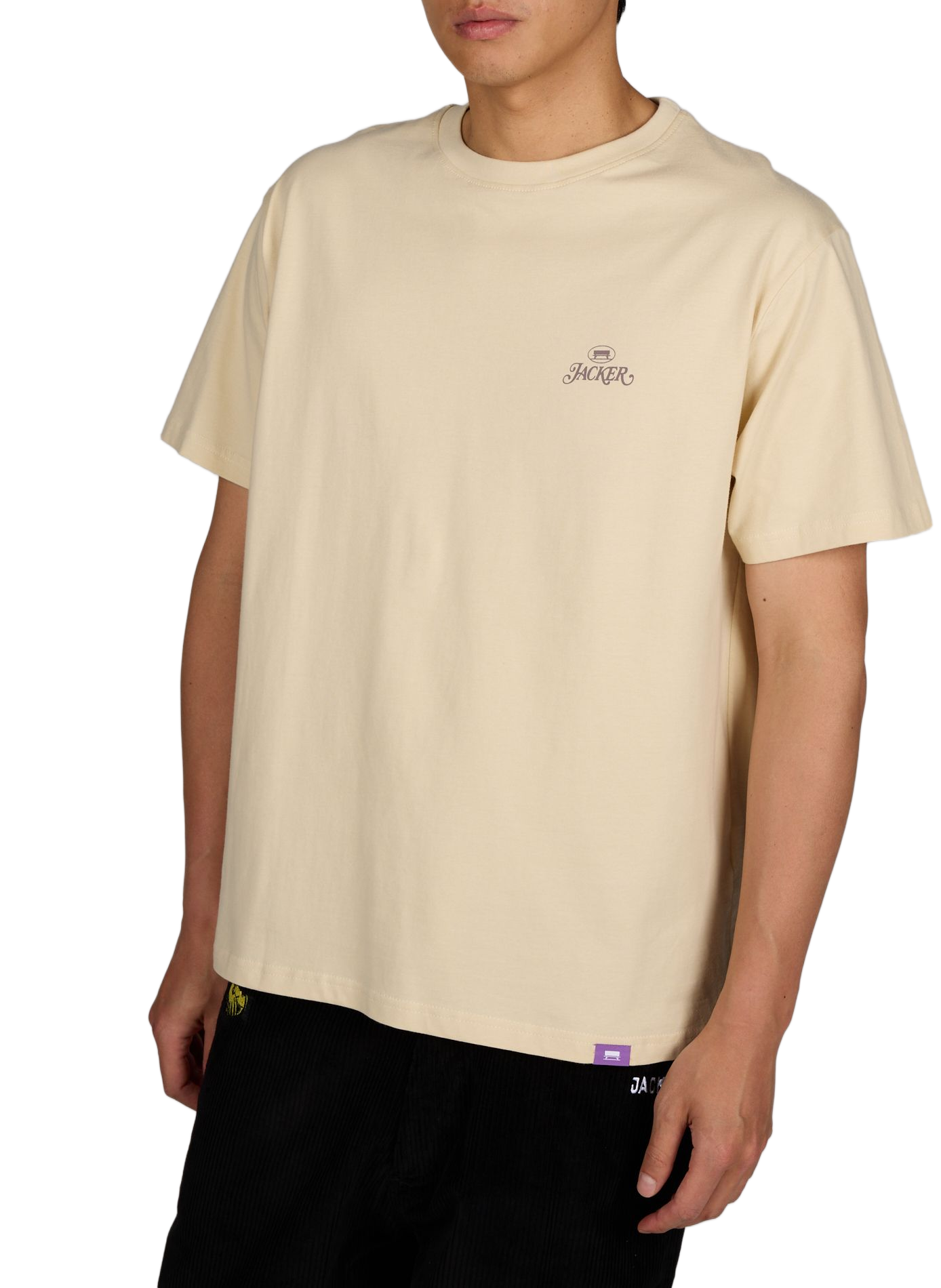 Camiseta recta estampada de algodón JACKER. Beige