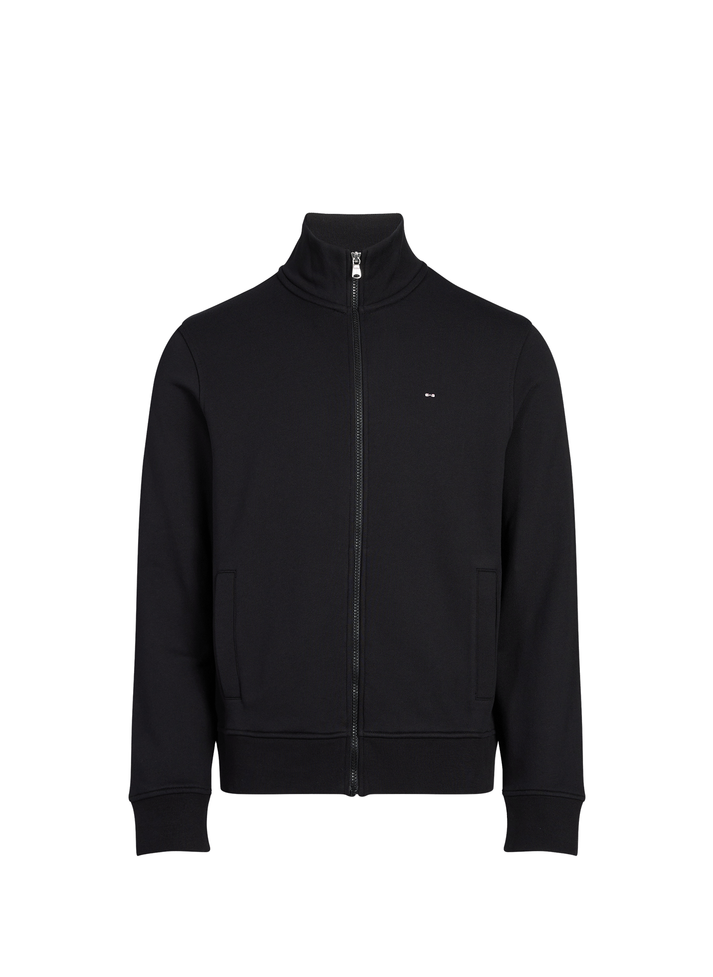 Straight high-neck embroidered cotton jacket EDEN PARK Black
