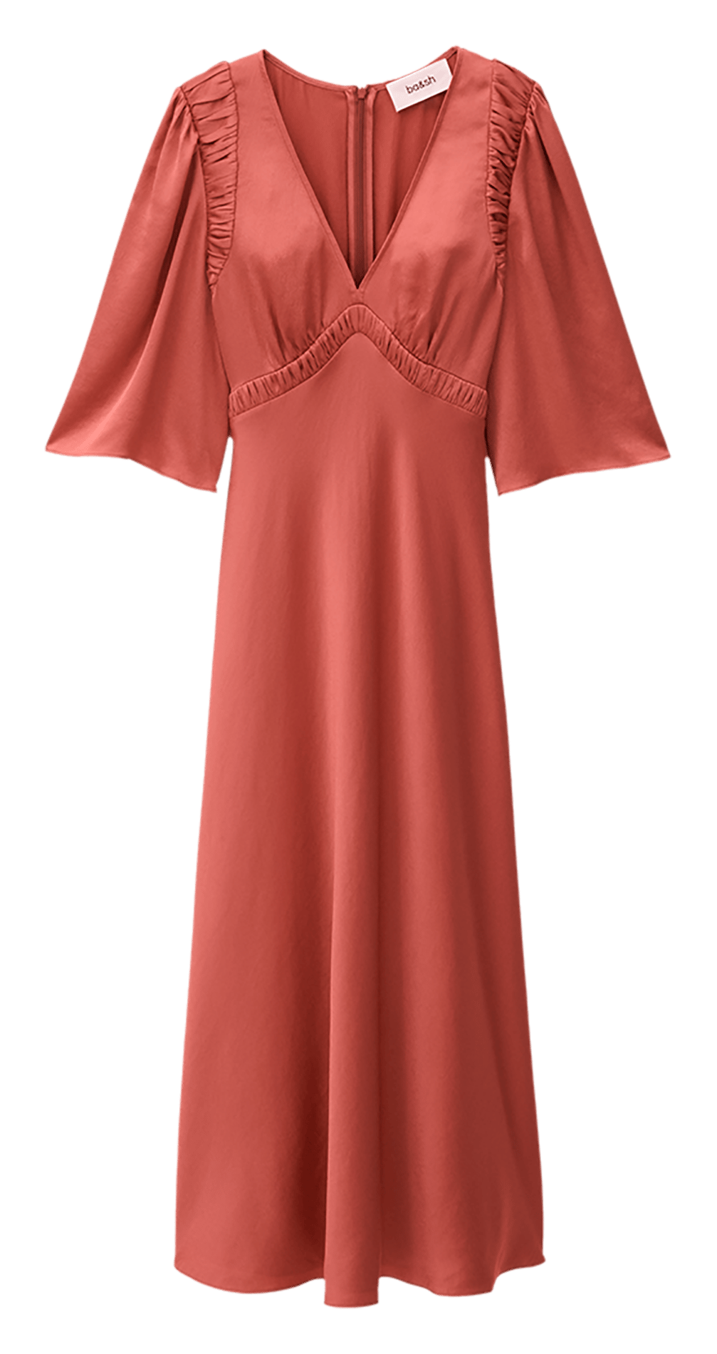 Robe midi satinée col v charlotte BA&SH Rose