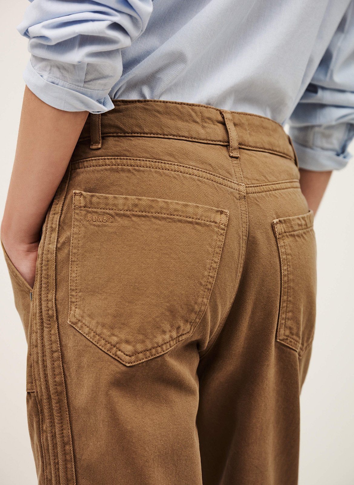 Pantalon droit en coton mélangé cali Marron